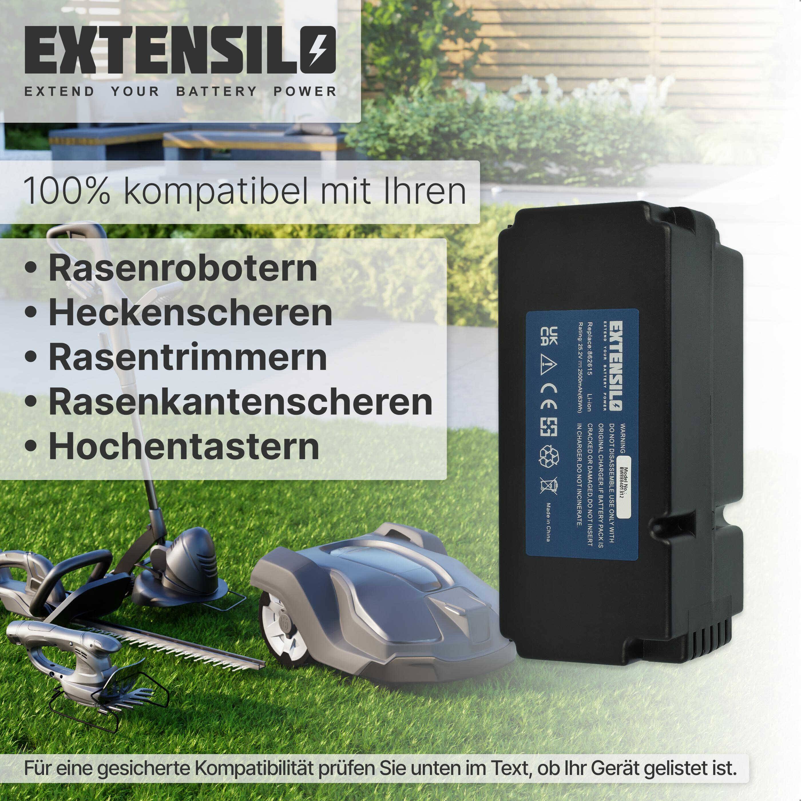 EXTENSILO Akku kompatibel mit Mr. Gardener 7S1P | 7S2P, 862615, 862618 Rasenmäher Rasenroboter (2500mAh, 25,2V, Li-Ion)-1