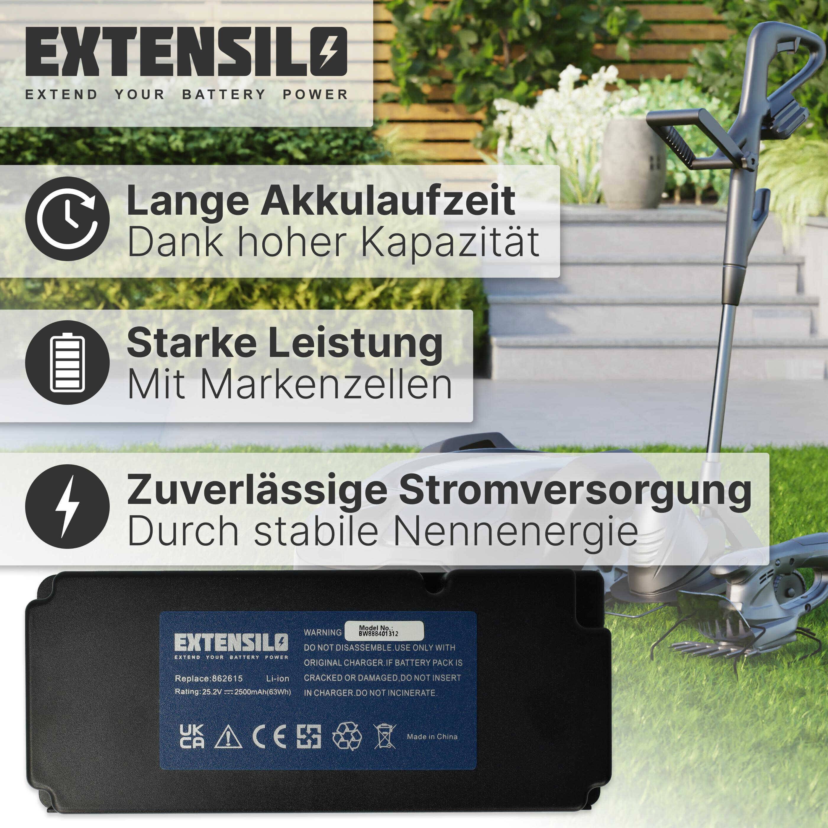 EXTENSILO Akku kompatibel mit Mr. Gardener 7S1P | 7S2P, 862615, 862618 Rasenmäher Rasenroboter (2500mAh, 25,2V, Li-Ion)-2
