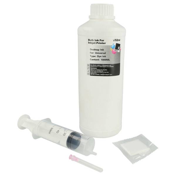 vhbw Nachfülltinte kompatibel mit Ricoh Drucker | Refilltinte Dye Schwarz, 1000ml