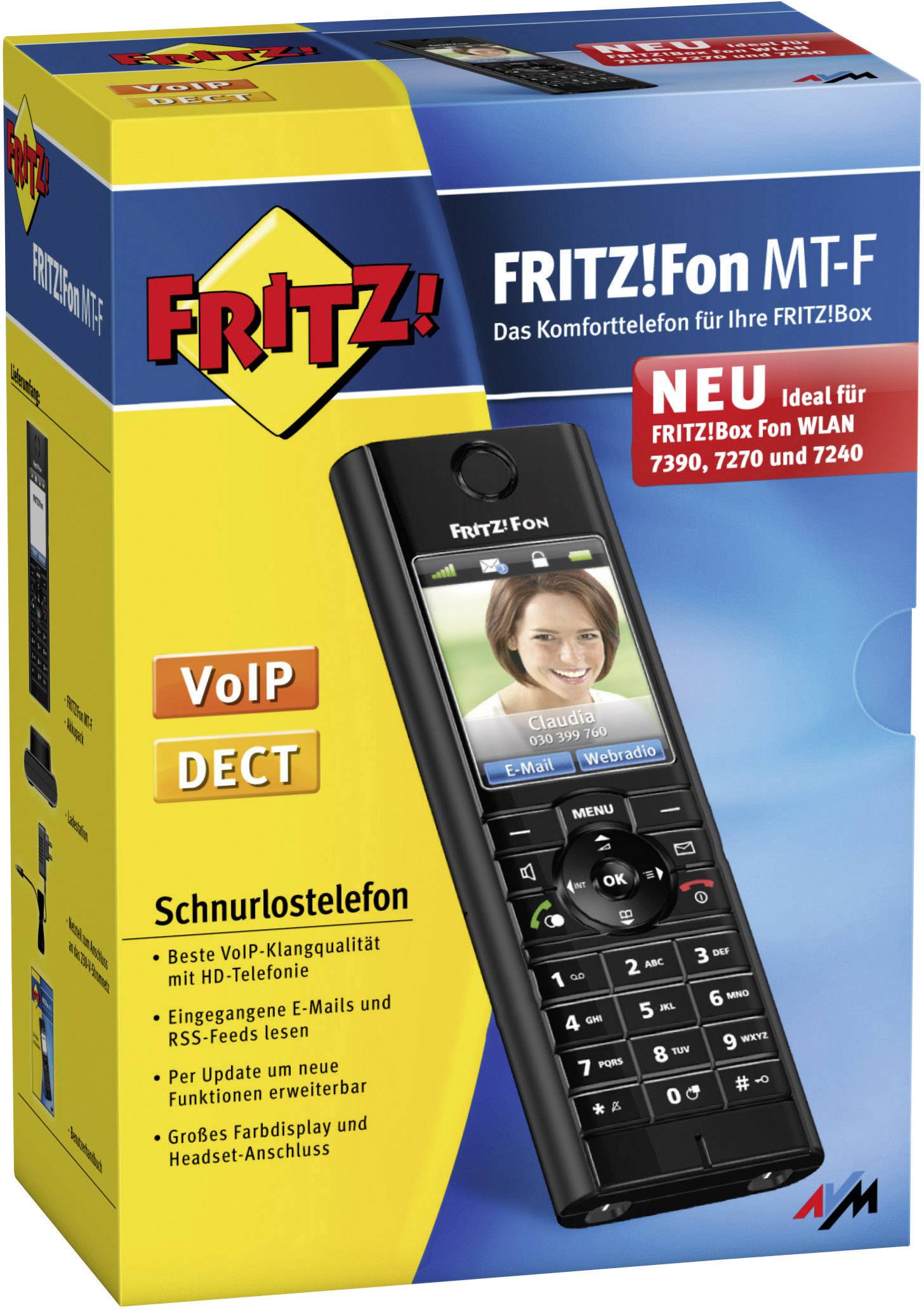AVM FRITZ!Fon MTF schnurloses VoIPTelefon (Anrufbeantworter, Farbdisplay, Schwarz) im Conrad