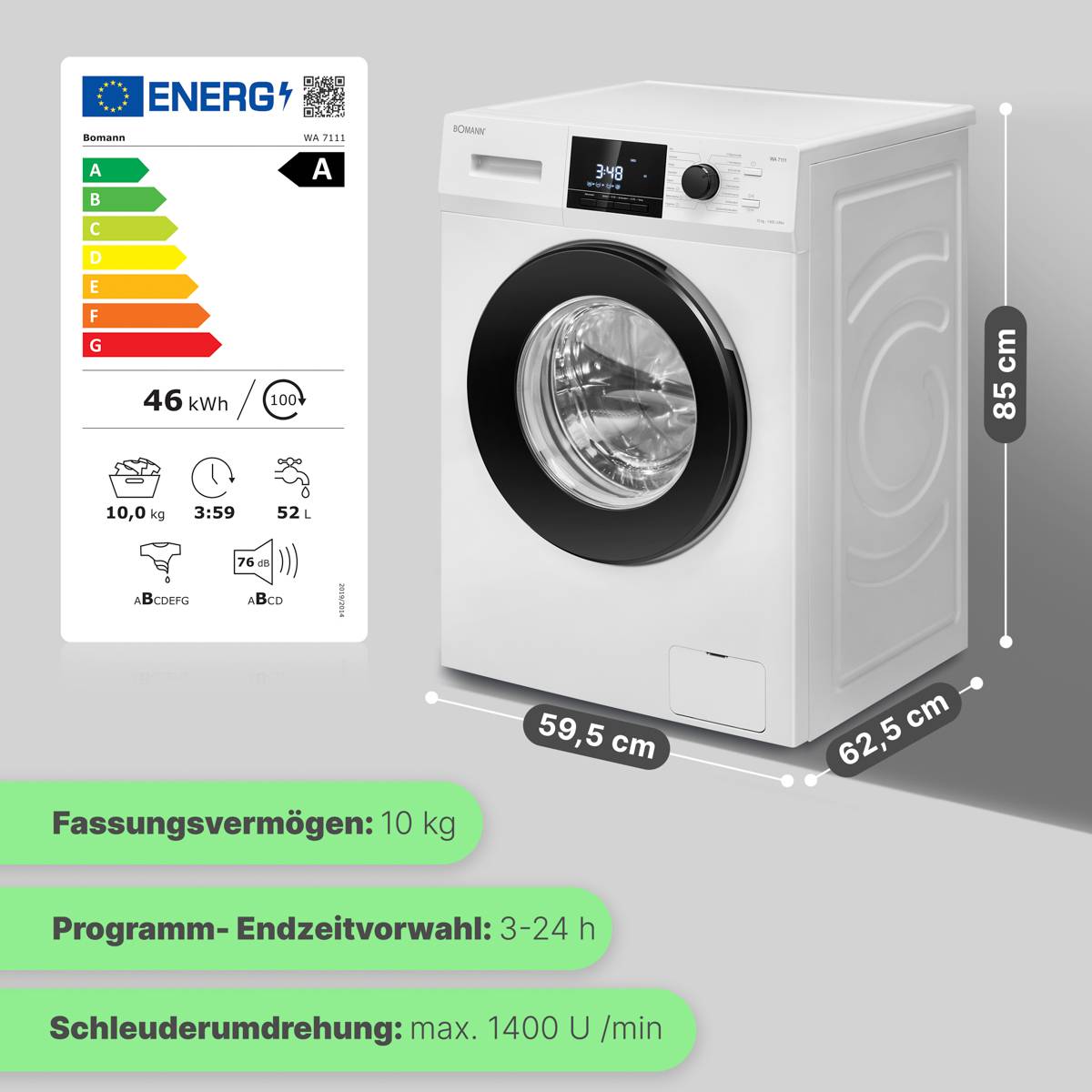 Bomann Waschmaschine WA 7111 weiß-2