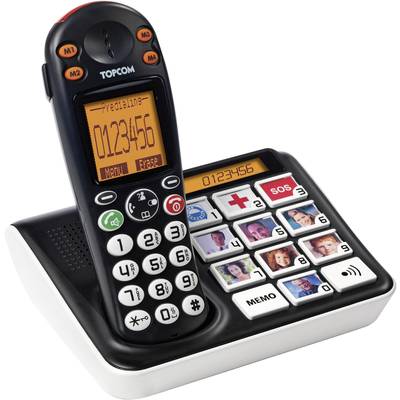 Topcom Sologic B935 Schnurloses Seniorentelefon Foto-Tasten, Optische Anrufsignalisierung Beleuchtetes Display Schwarz, 