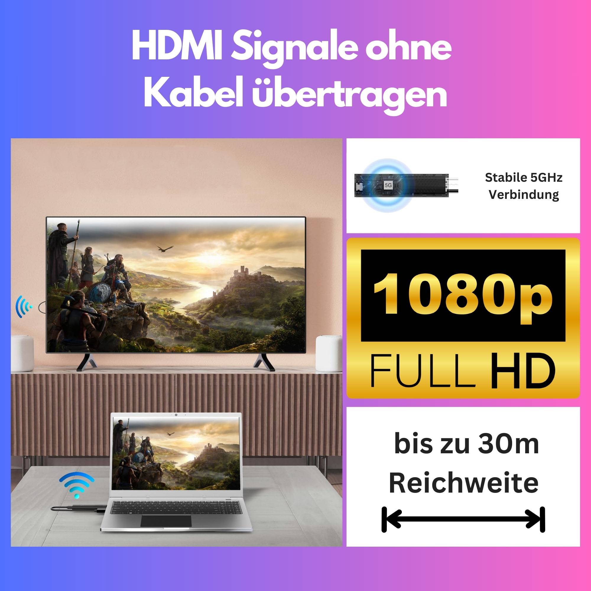 Orbsmart Nano HDMI Extender kabellos übertragen 1080p Full-HD / Transmitter / Sender und Empfänger drahtlos-1