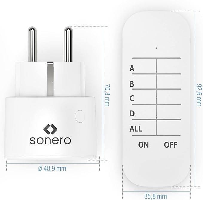 SONERO Funksteckdosen-Set S-RCS104, 1 Sender, 4 Empfänger, weiß-1
