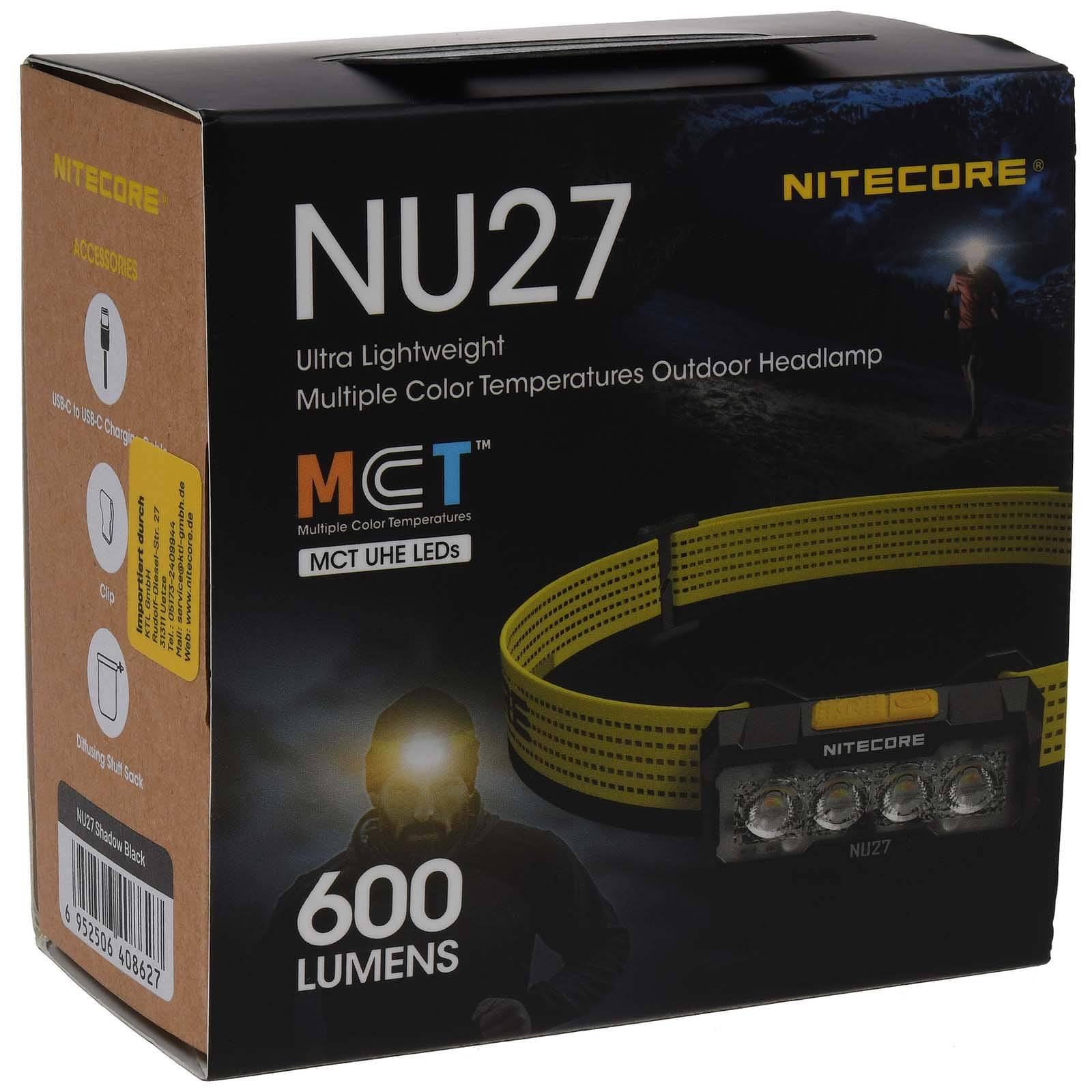 Nitecore NU27 LED Kopflampe, Stirnlampe, Headlamp, USB-C, max. 600 Lumen schwarz, Li-Ion-0