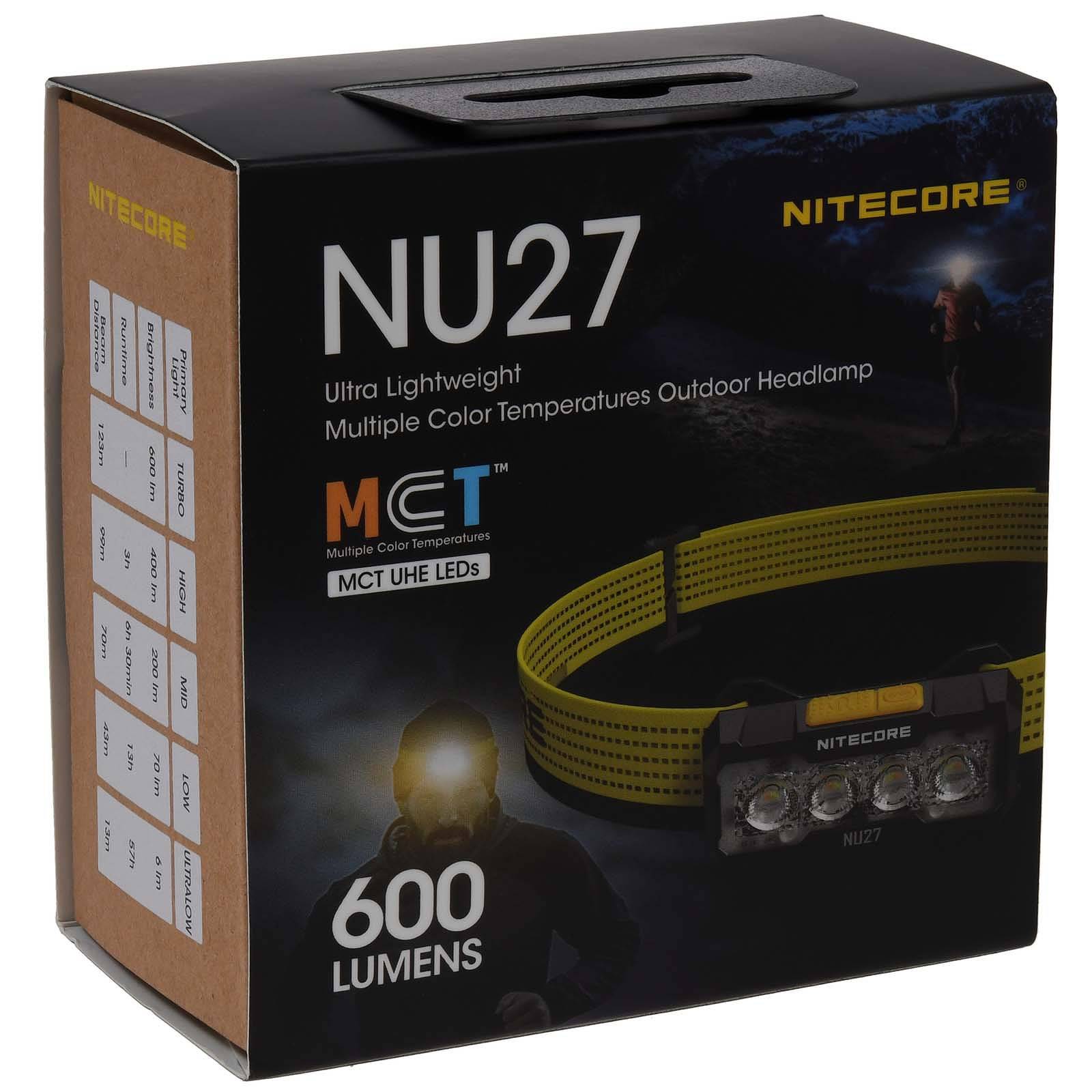 Nitecore NU27 LED Kopflampe, Stirnlampe, Headlamp, USB-C, max. 600 Lumen weiß, Li-Ion-0