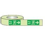 Markierungsband, ISO 7010 E002, Fire exit, langnachleuchtend Class B, selbstklebend, 80 mm x 10 m, 1 Rolle-1