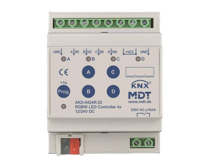 MDT AKD-0424R.02 LED Controller 4-Kanal RGBW 4TE REG Install.Baumaterial Schaltermat/Geb.Steu KNX-0