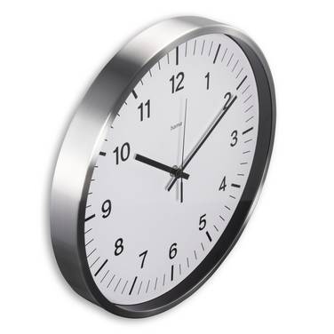 hama 00185877 DCF-Funkwanduhr "Java", Ø 35 cm, Silber