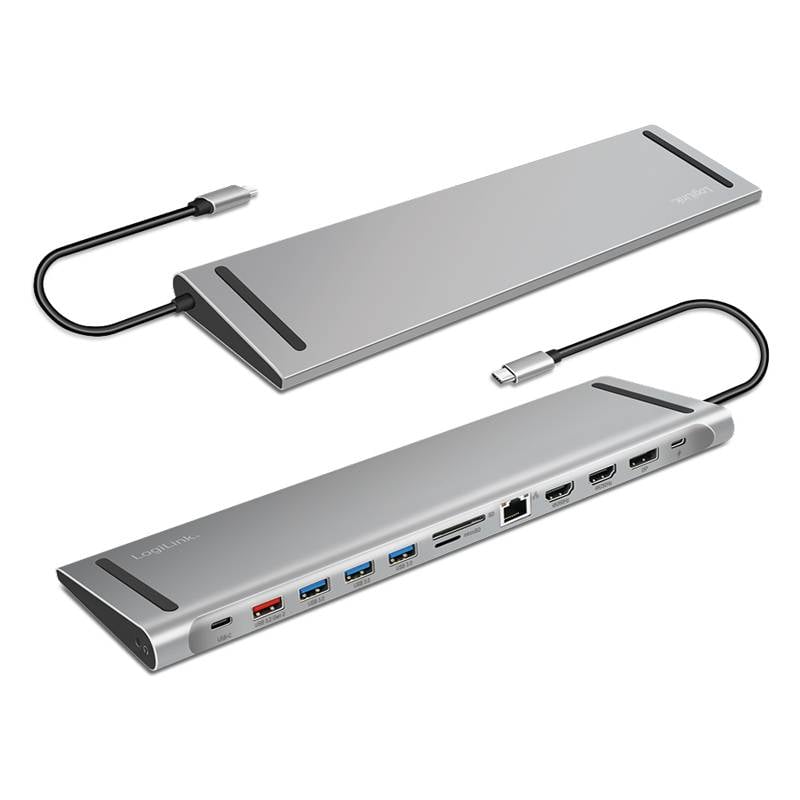 USB 3.2 Gen2 Docking Station, USB-C, 12-Port, PD, silver