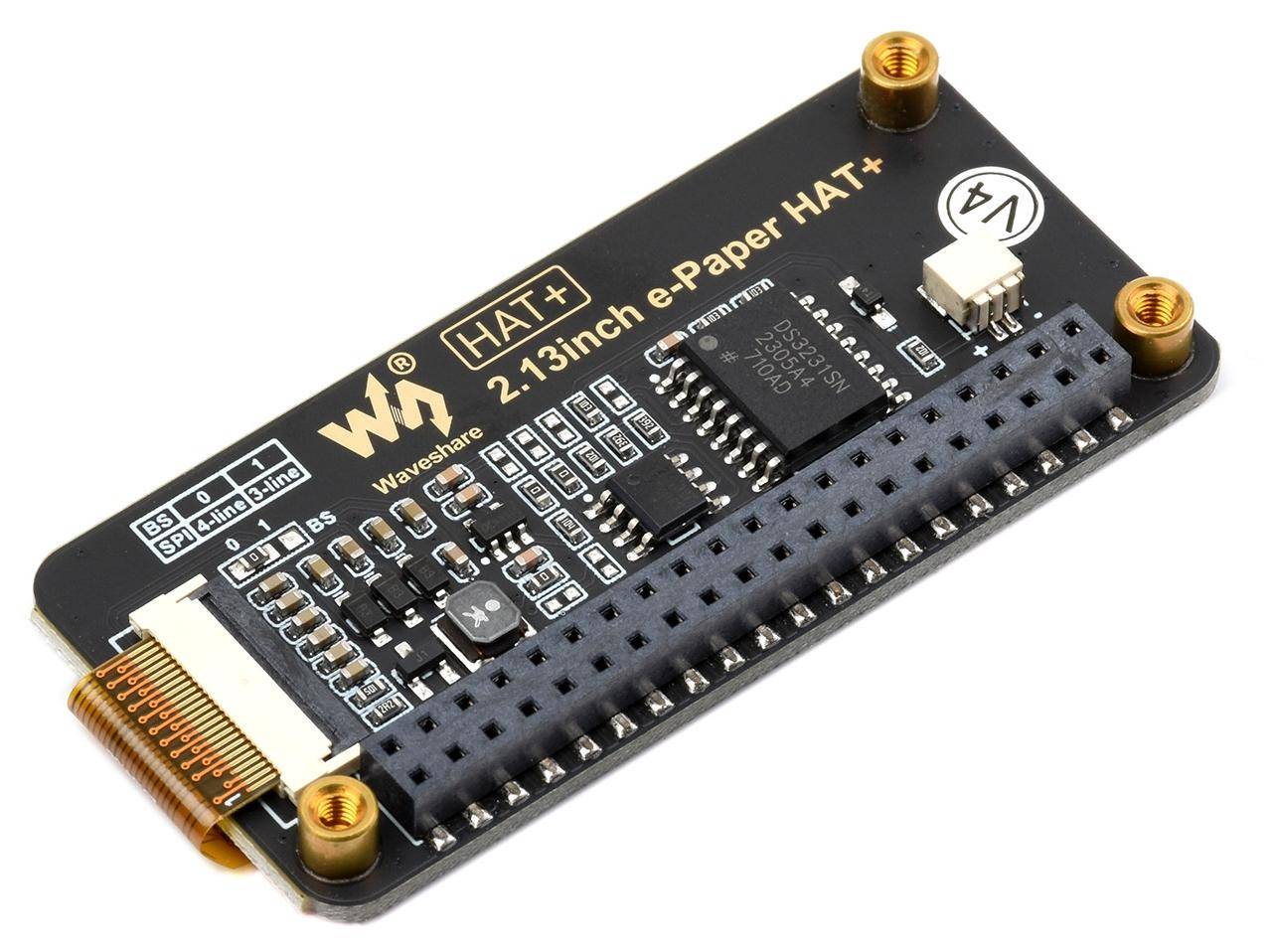 Waveshare 2.13 Zoll E-Paper HAT+, 250x122, SPI, RTC, Immersion Gold, 3,3V-2