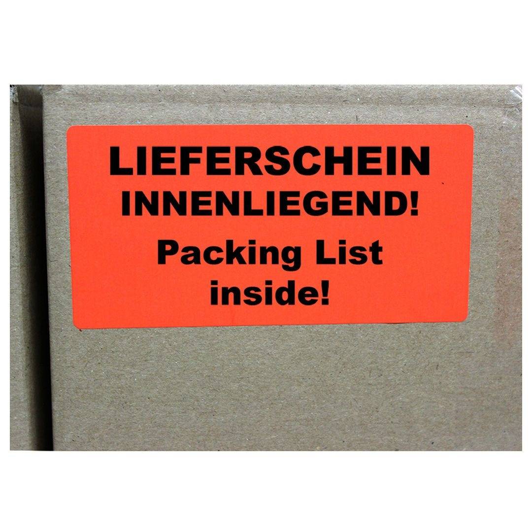 Paketaufkleber LIEFERSCHEIN INNENLIEGEND!, Papier, 100 x 50 mm, leuchtrot, 1.000 St./ Rolle-1