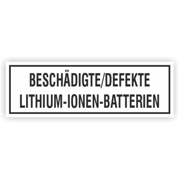 Versandkennz., BESCHÄDIGTE/DEFEKTE LI-IONEN-BAT. Aufkleber, Folie, 150 x 50 mm, 100 St./ Rolle