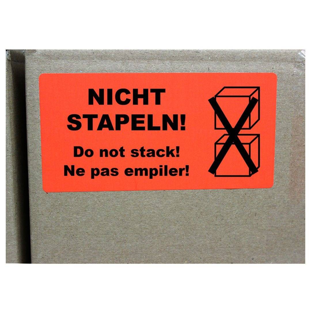 Paketaufkleber NICHT STAPELN!, Papier, 100 x 50 mm, leuchtrot, 1.000 St./ Rolle-1