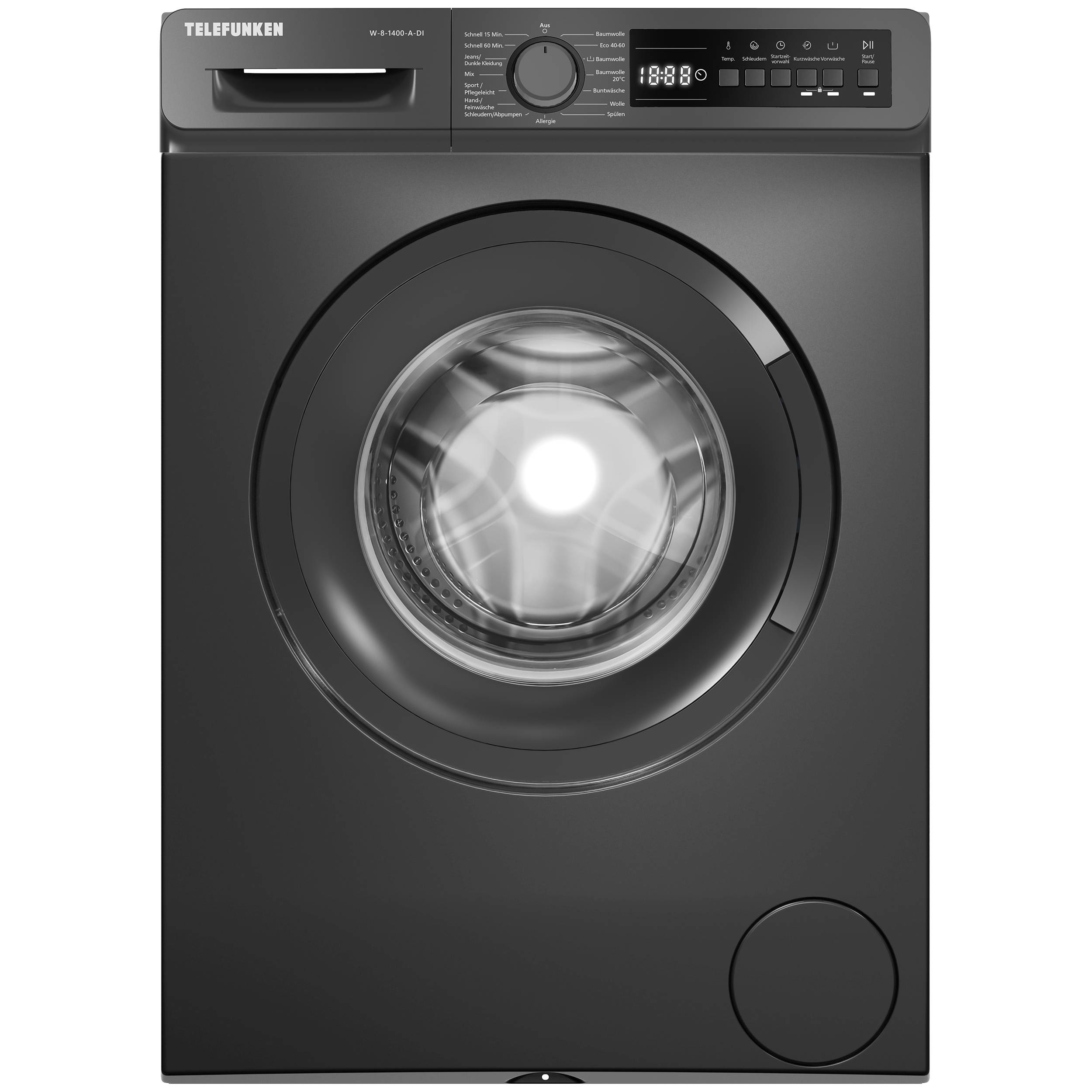 Telefunken Waschmaschine 8kg | Frontlader 1400 U/Min. | Inverter Motor | AquaStop | Schontrommel | W-8-1400-A-DI inox-0