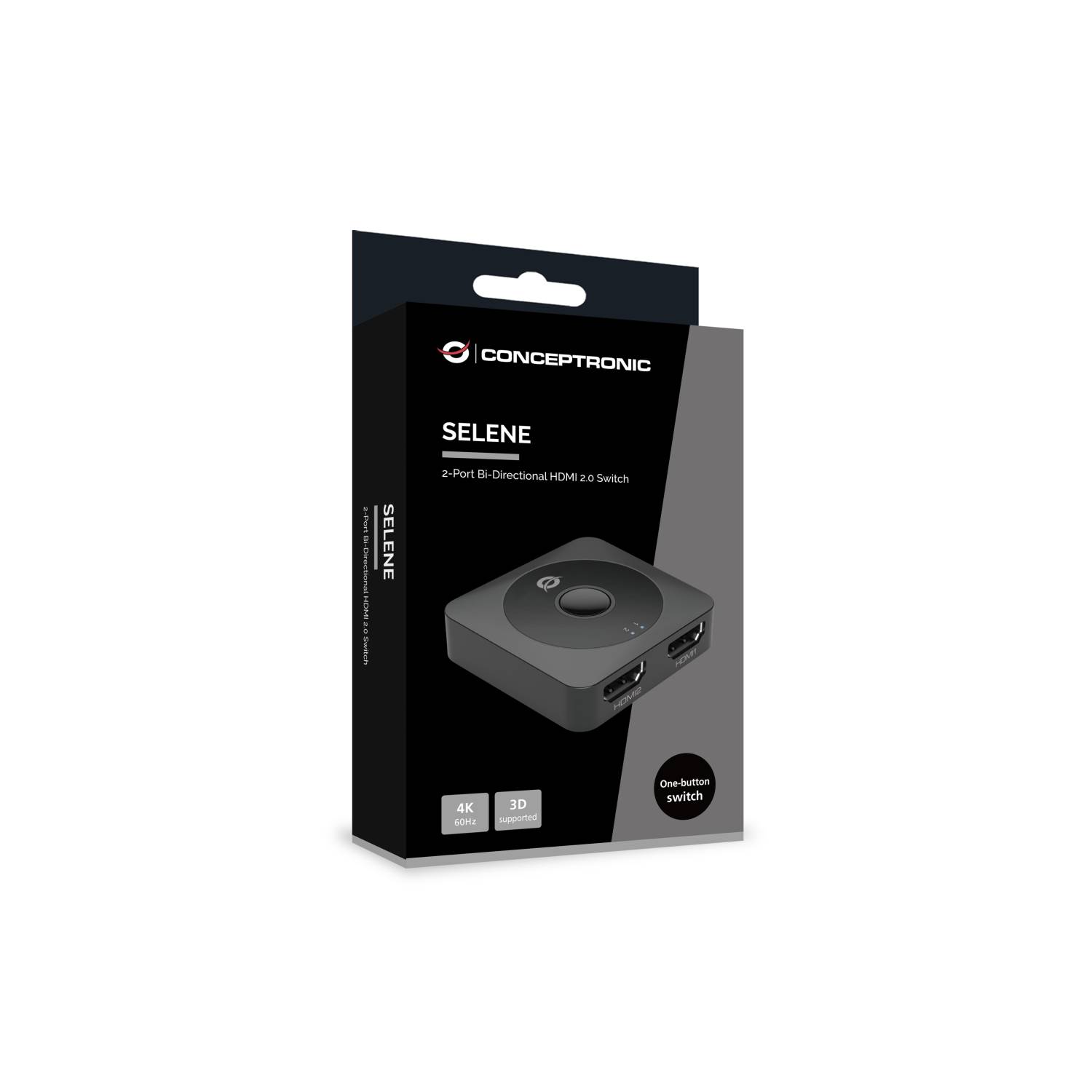 Conceptronic SELENE01B Bidirektionaler HDMI 2.0 Umschalter mit 2 Anschlüssen, 4K60Hz, HDMI,-1