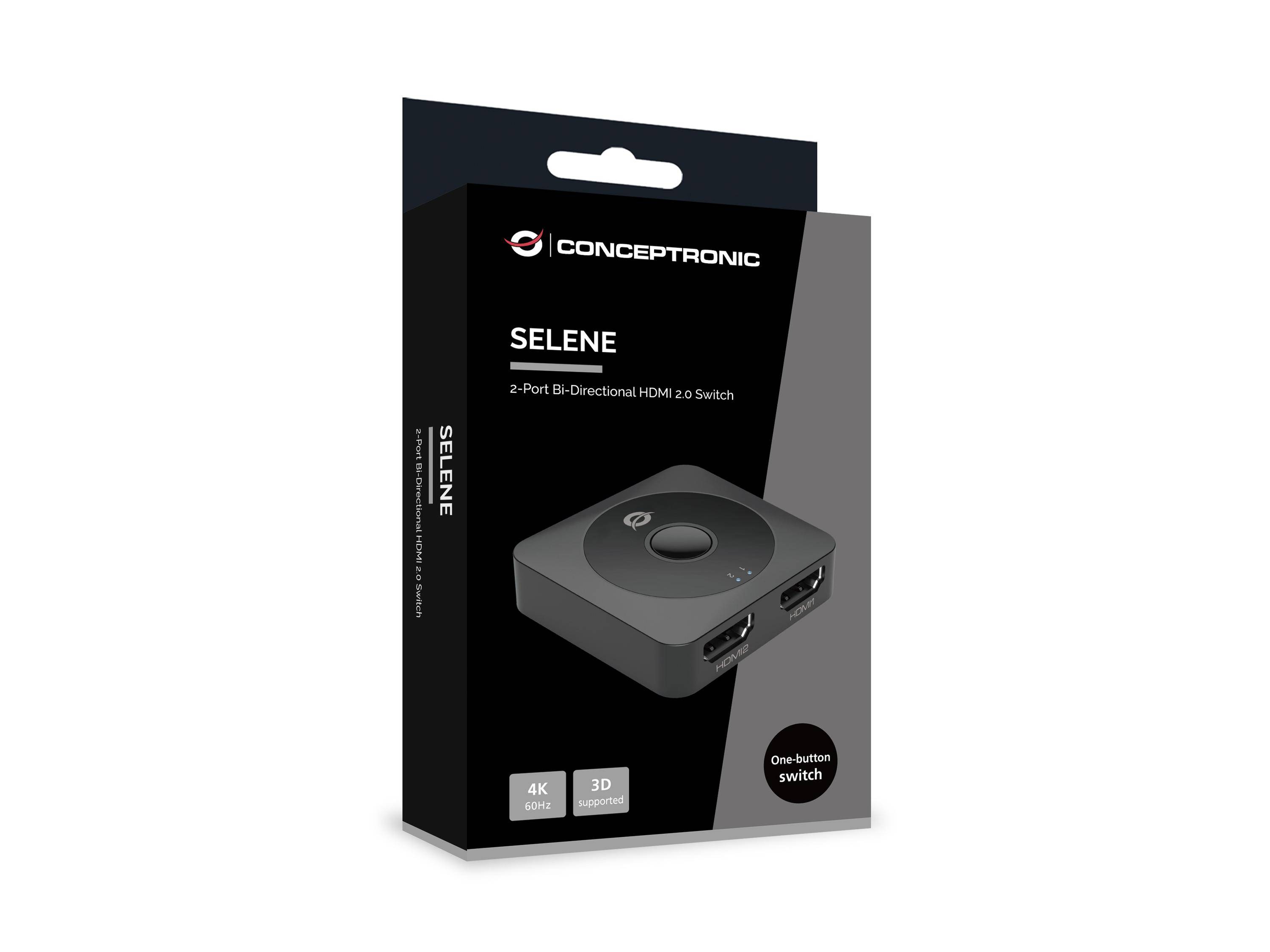 Conceptronic SELENE01B Bidirektionaler HDMI 2.0 Umschalter mit 2 Anschlüssen, 4K60Hz, HDMI,-3
