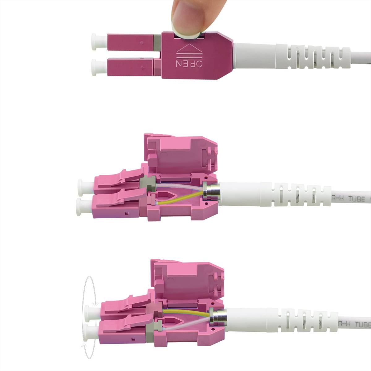ROLINE LWL-Kabel duplex 50/125µm OM4, LC/LC, LSOH, UNIBOOT, violett, 1 m-4