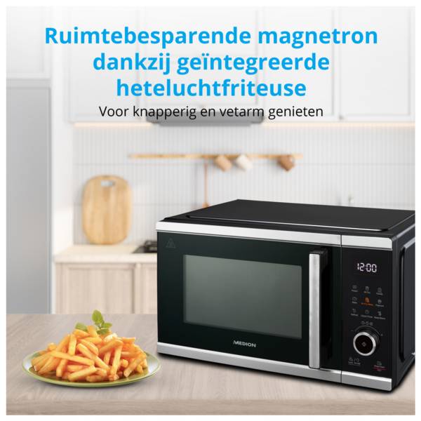 MEDION MIKROWELLE MIT HEISSLUFT- FRITTEUSEN- FUNKTION MD 11499, Arbeitsplatte, Kombi-Mikrowelle, 25 l, 900 W, Eingebaute