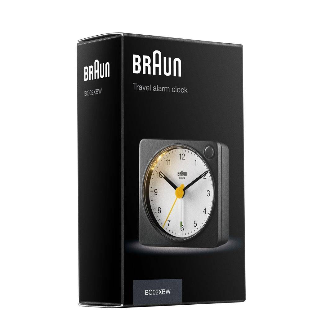 Braun BC02XBW, Quarzwecker, Rechteck, Schwarz, Weiß, 12 h, Analog, Akku-3
