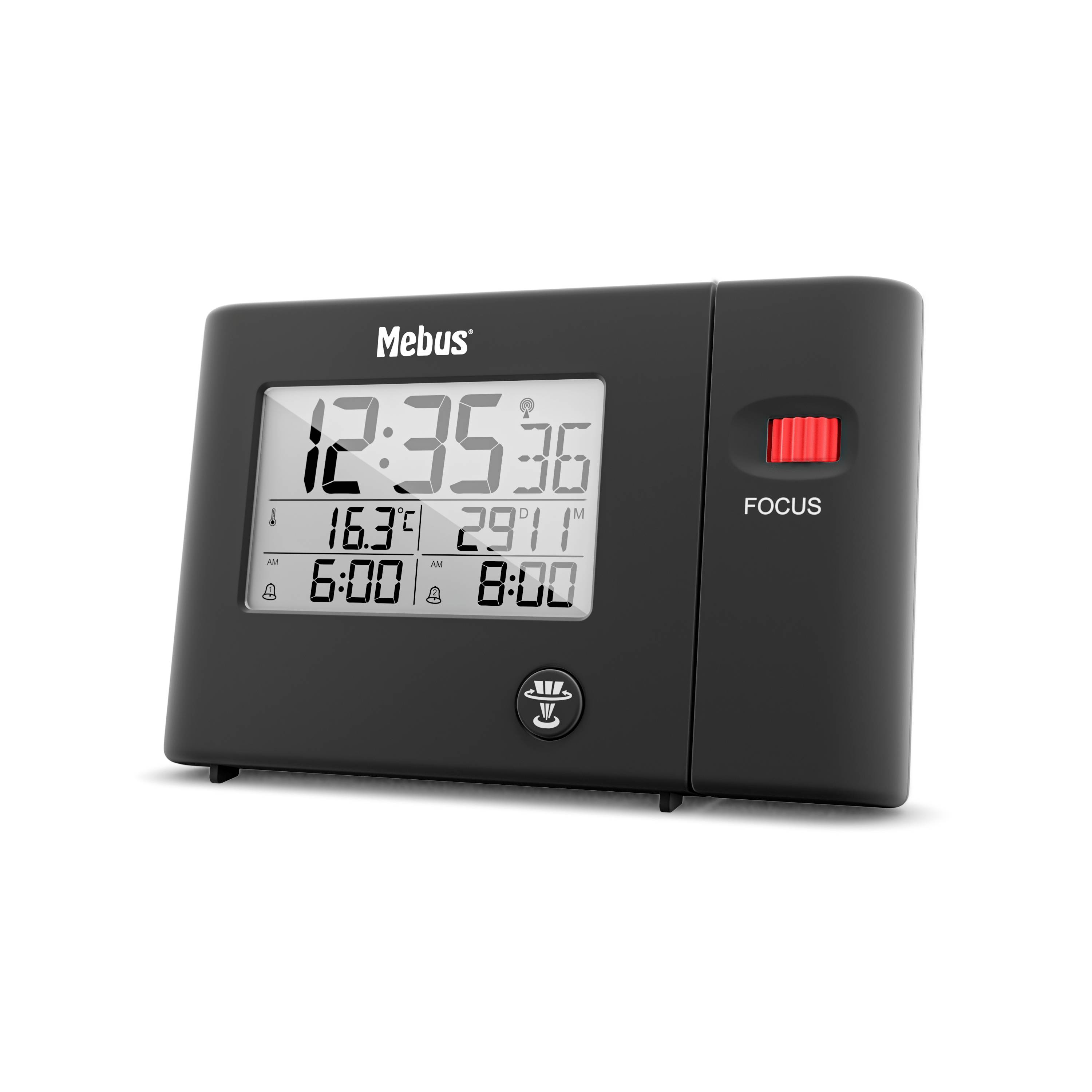Mebus 25795, Digitaler Wecker, Rechteck, Schwarz, 12/24 h, F, °C, Zeit-1
