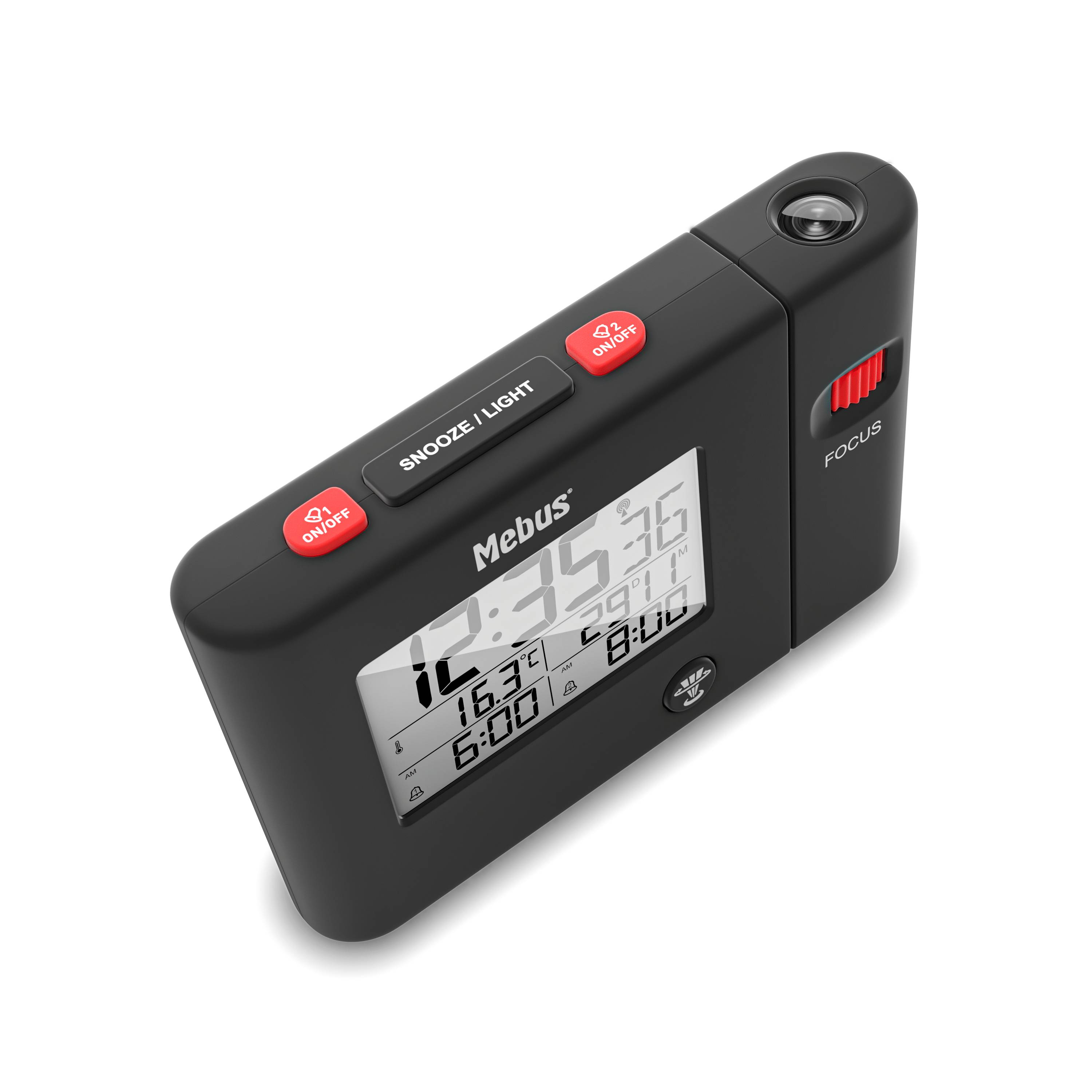 Mebus 25795, Digitaler Wecker, Rechteck, Schwarz, 12/24 h, F, °C, Zeit-3