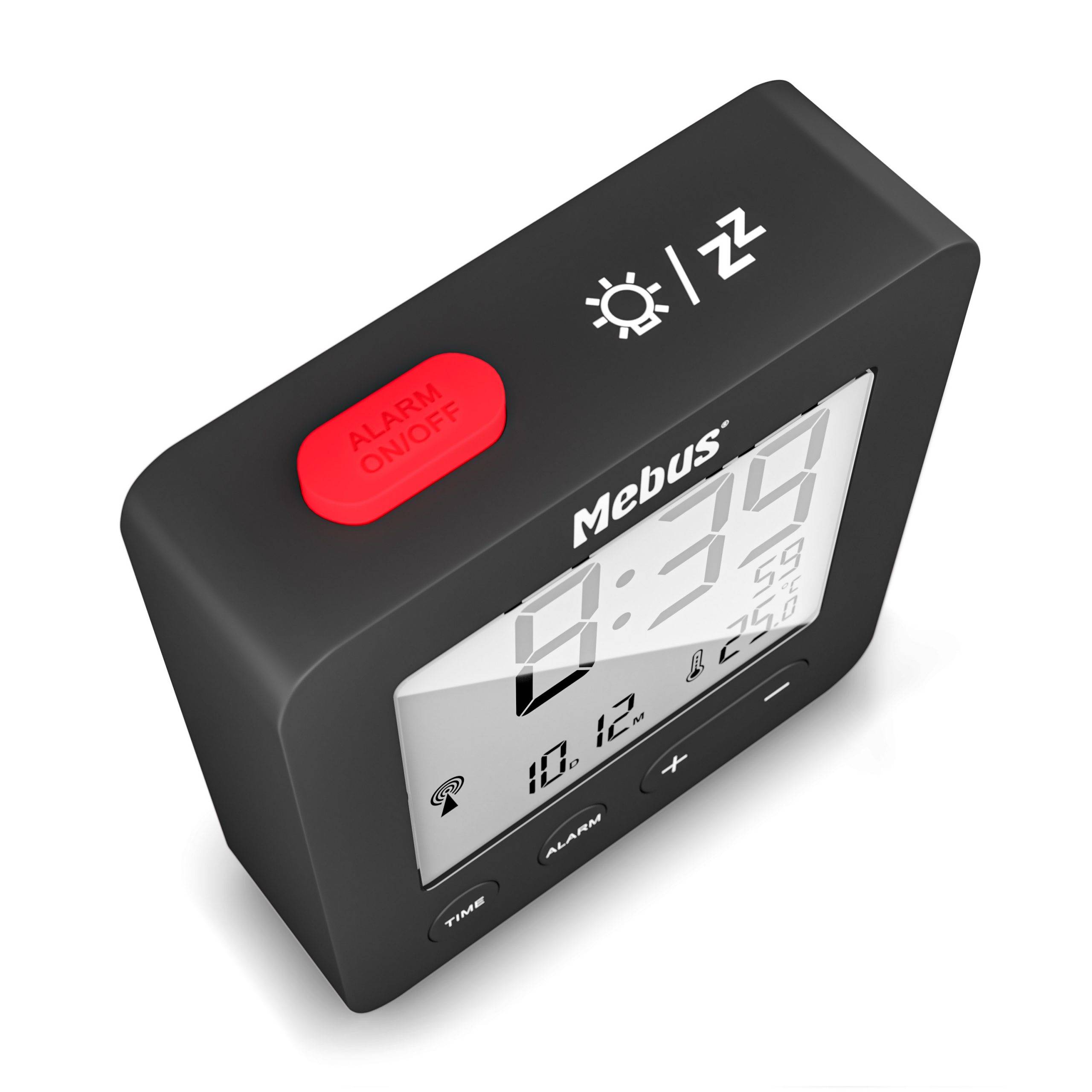Mebus 25801 wekker, Digitaler Wecker, Sphäre, Schwarz, 12/24 h, F, °C, Weiß-2