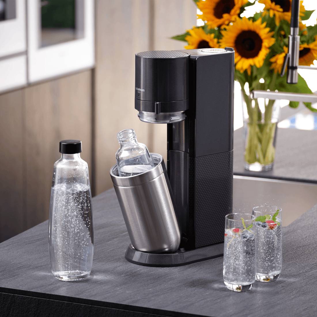 SodaStream DUO, Schwarz, Edelstahl, Glas, 1 l, 60 l, 155 mm, 280 mm-2