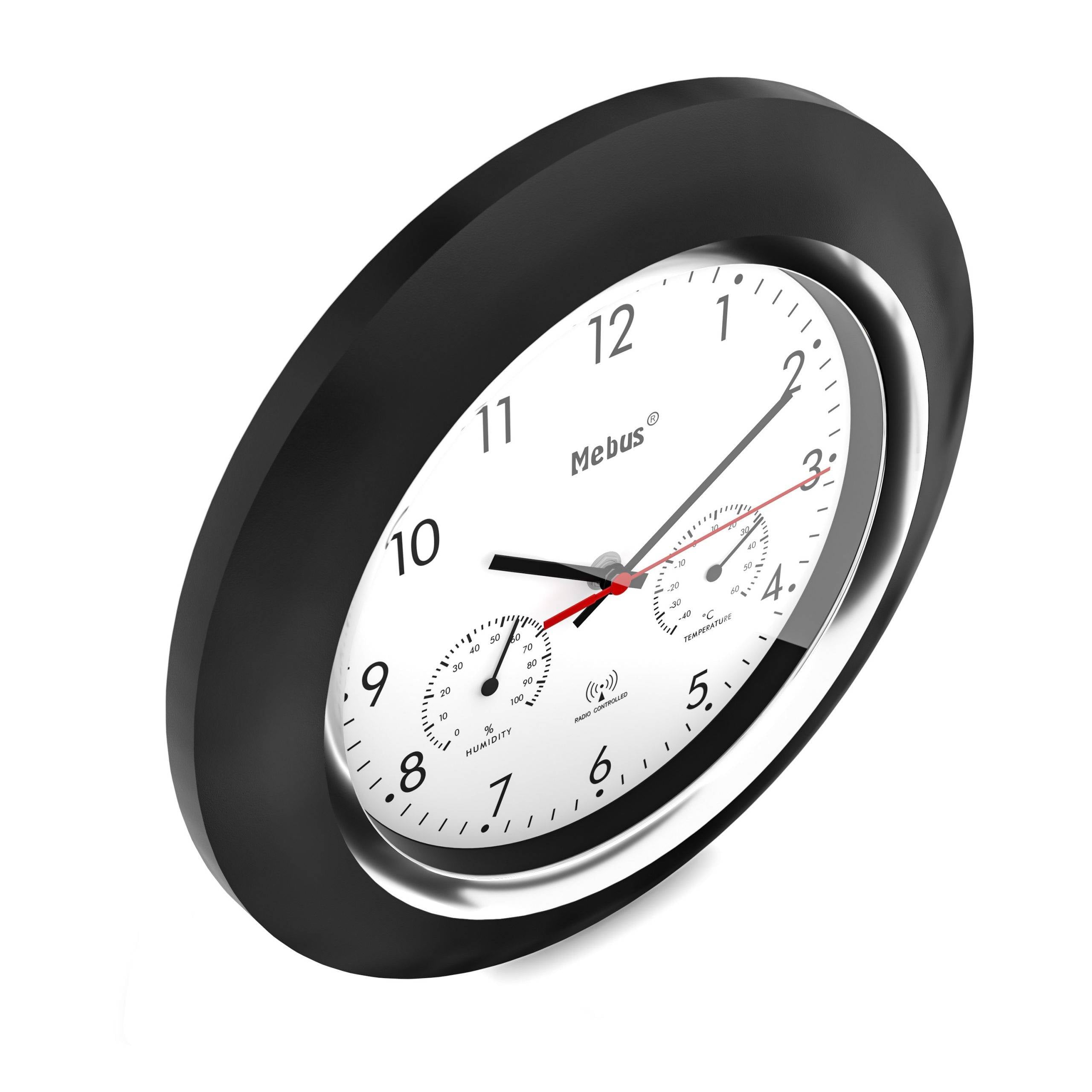 Mebus 19453, Wand, Digitale Uhr, Rund, Schwarz, Weiß, Kunststoff, Kunststoff-3