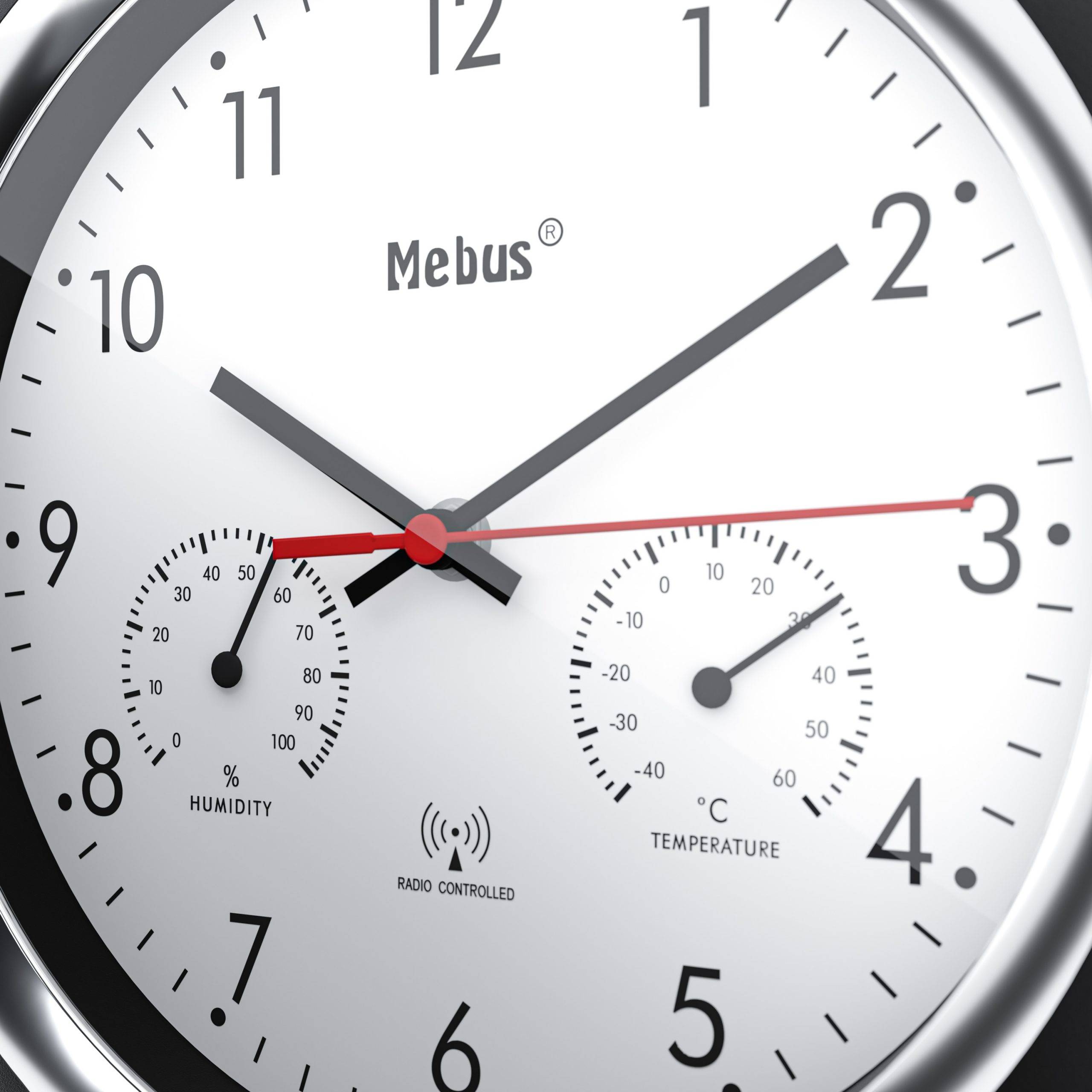 Mebus 19453, Wand, Digitale Uhr, Rund, Schwarz, Weiß, Kunststoff, Kunststoff-4