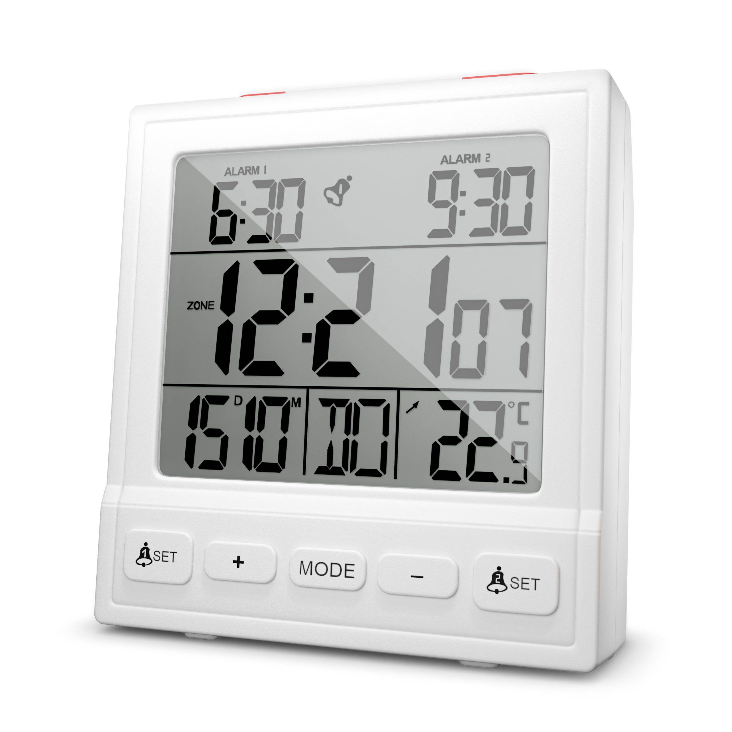 Mebus 56813, Digitaler Wecker, Rechteck, Weiß, 12/24 h, F, °C, Weiß-2