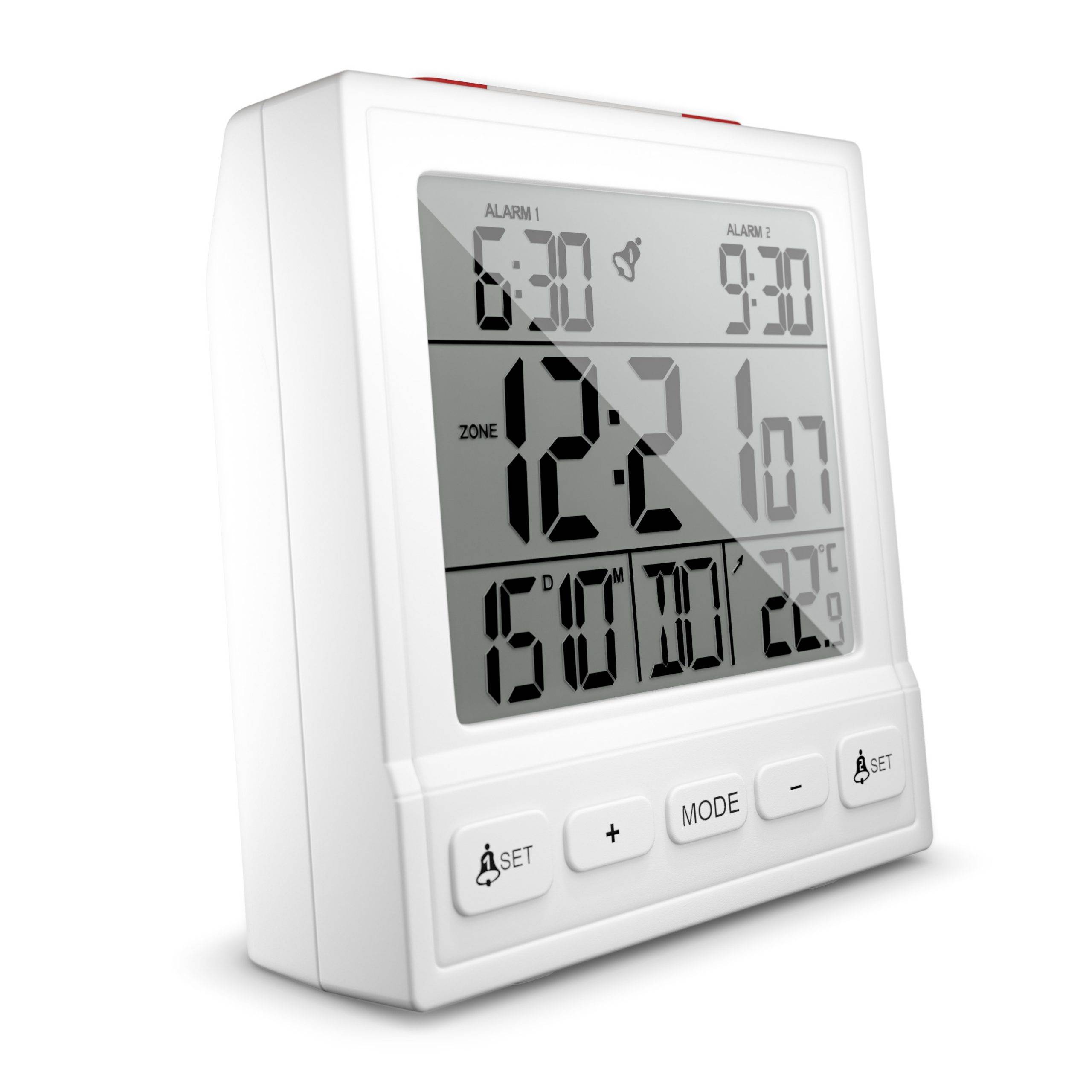 Mebus 56813, Digitaler Wecker, Rechteck, Weiß, 12/24 h, F, °C, Weiß-3
