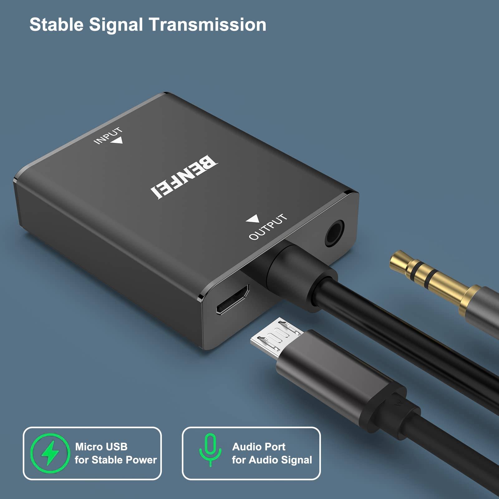 BENFEI HDMI Buchse auf VGA Stecker Adapter mit 3,5 mm Audio Klinkenstecker-4