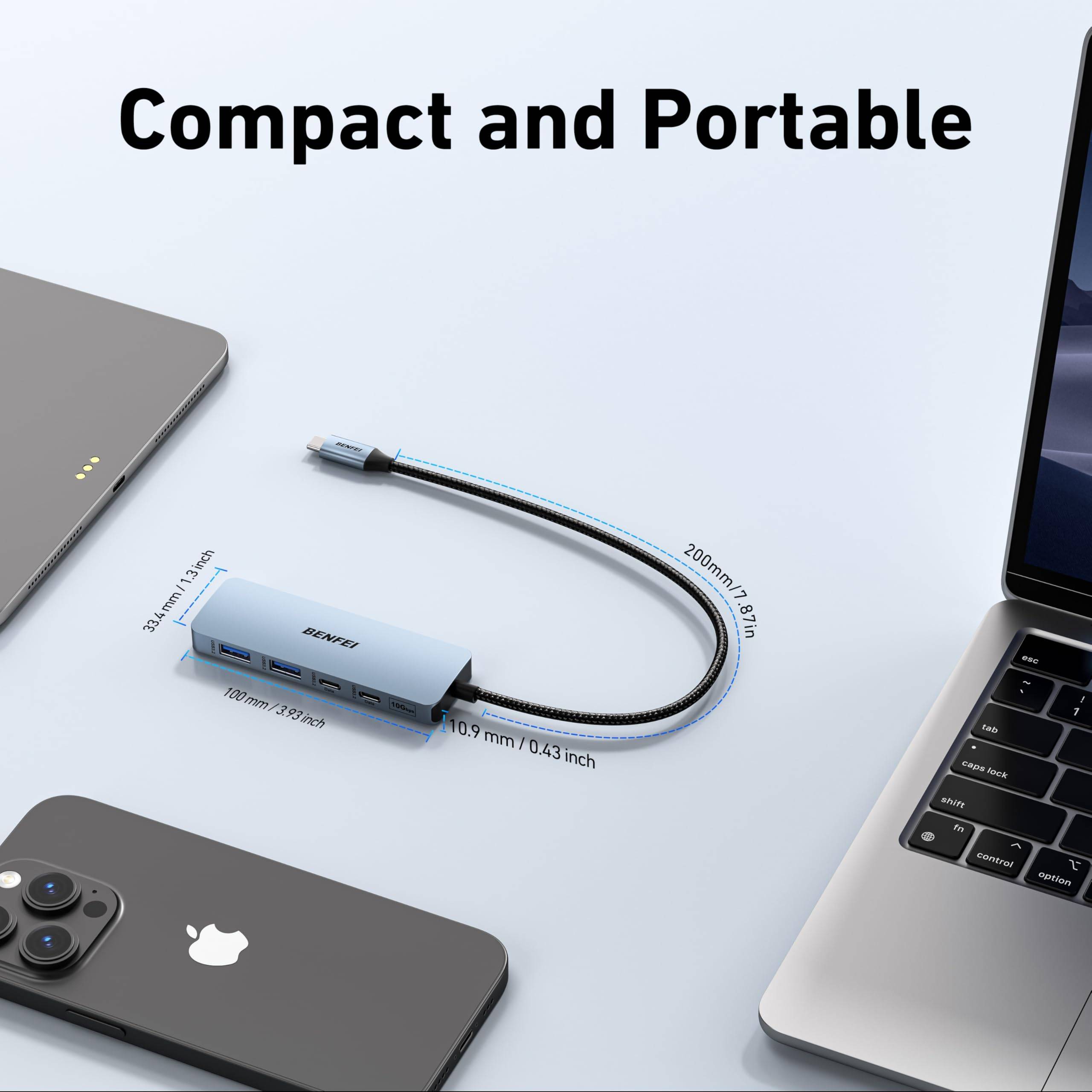 BENFEI USB C Hub 10Gbps, 4 Ports USB 3.2 Adapter mit 2 x USB C und 2 x USB A 3.2 Ports-2