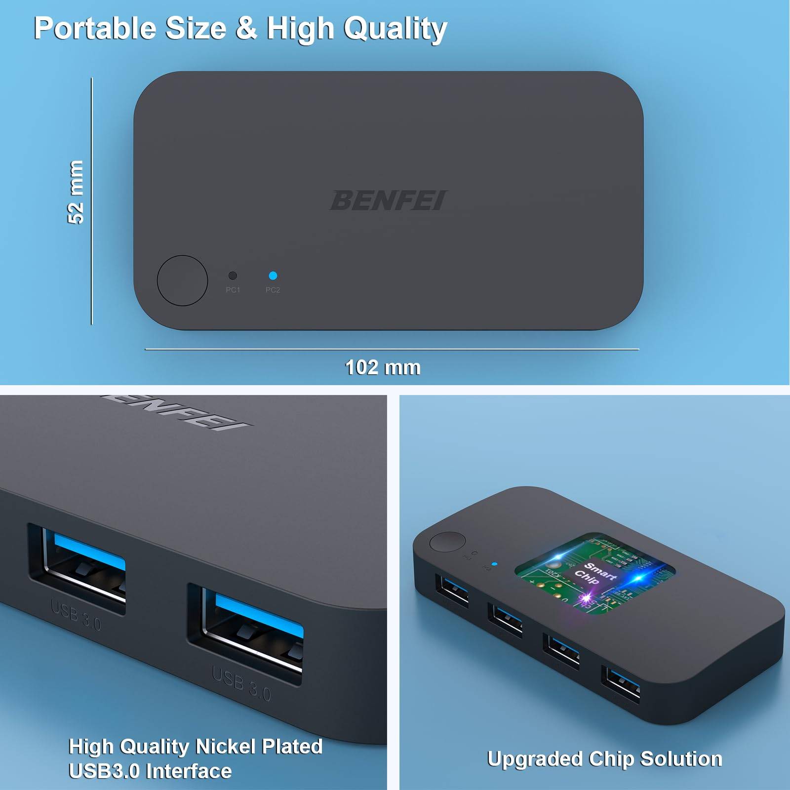 USB 3.0 KVM Switch für 2 Computer - Teilen Sie 4 USB-Geräte mit Leichtigkeit-5