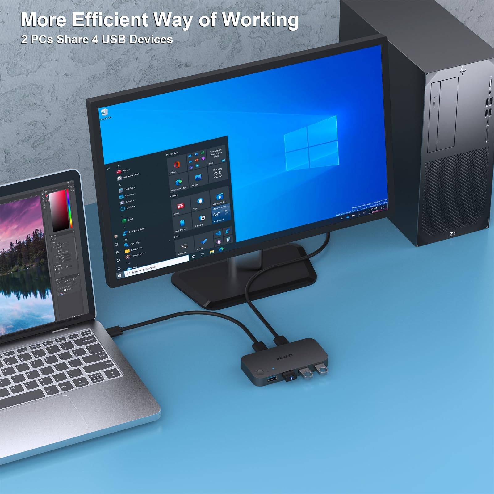 USB 3.0 KVM Switch für 2 Computer - Teilen Sie 4 USB-Geräte mit Leichtigkeit-2