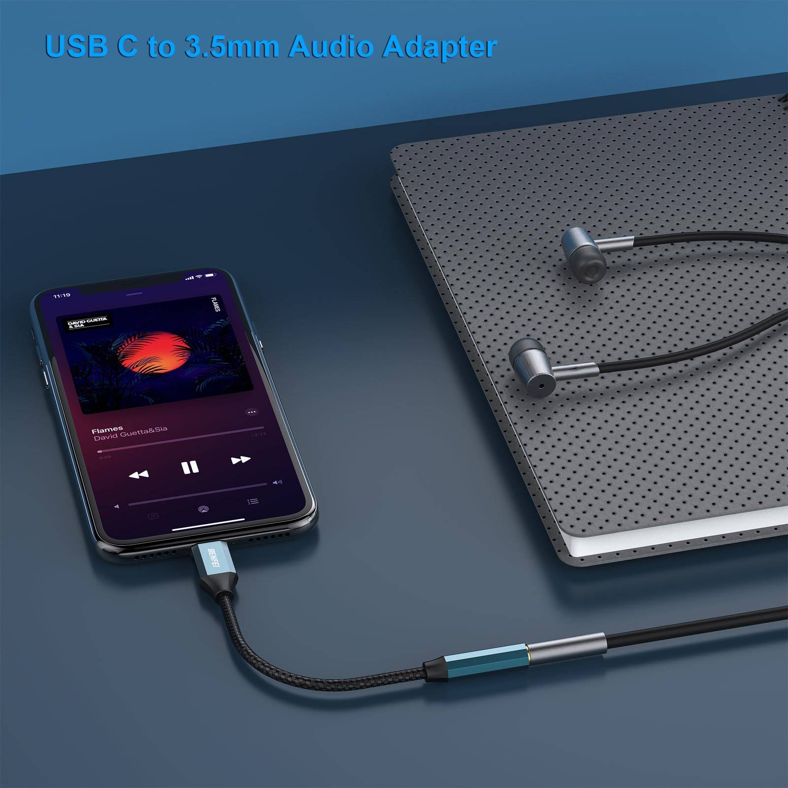 BENFEI USB-C-auf-Audio-Klinkenadapter mit DAC-Chipsatz, USB-C auf 3,5-mm-Kopfhörerbuchse-1