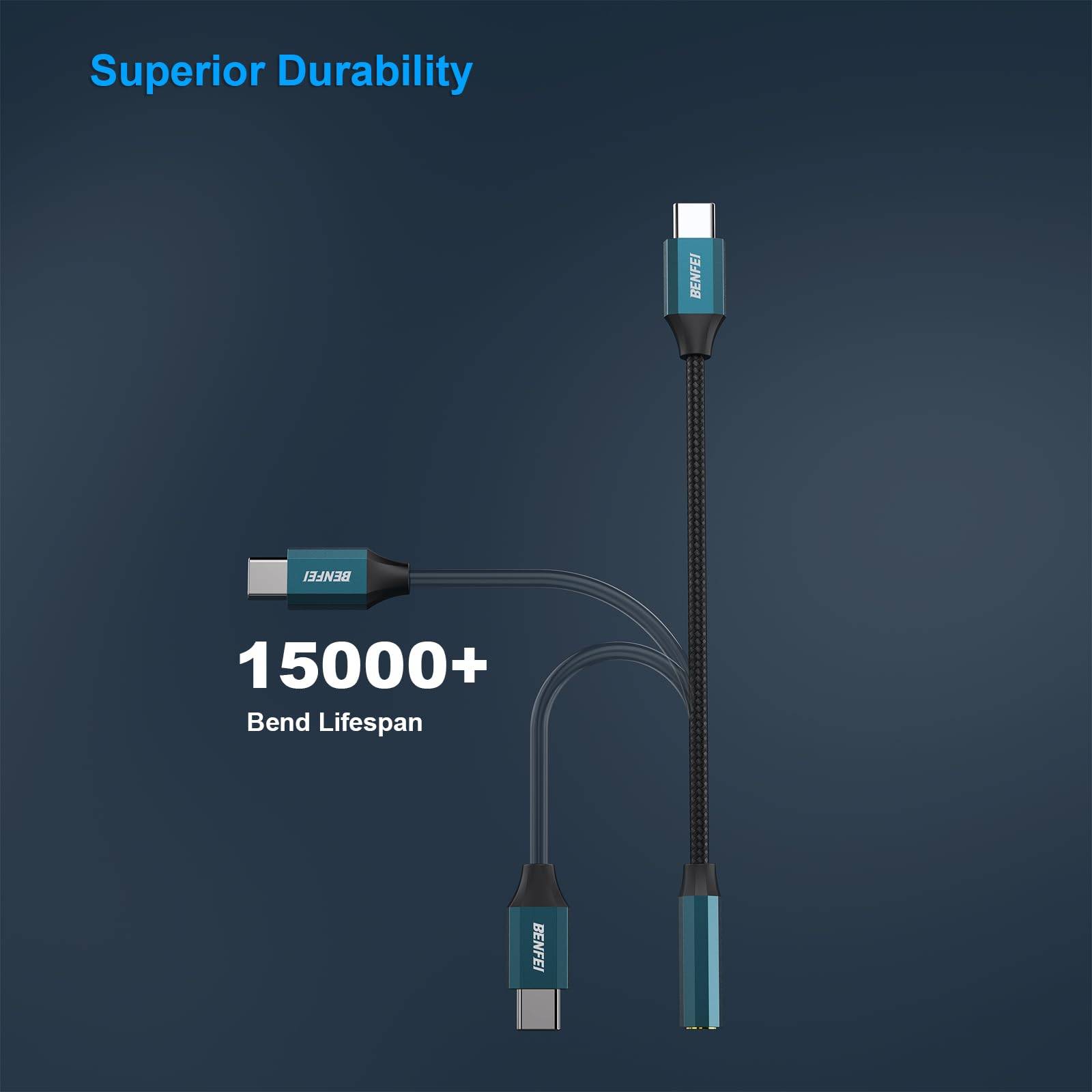 BENFEI USB-C-auf-Audio-Klinkenadapter mit DAC-Chipsatz, USB-C auf 3,5-mm-Kopfhörerbuchse-2