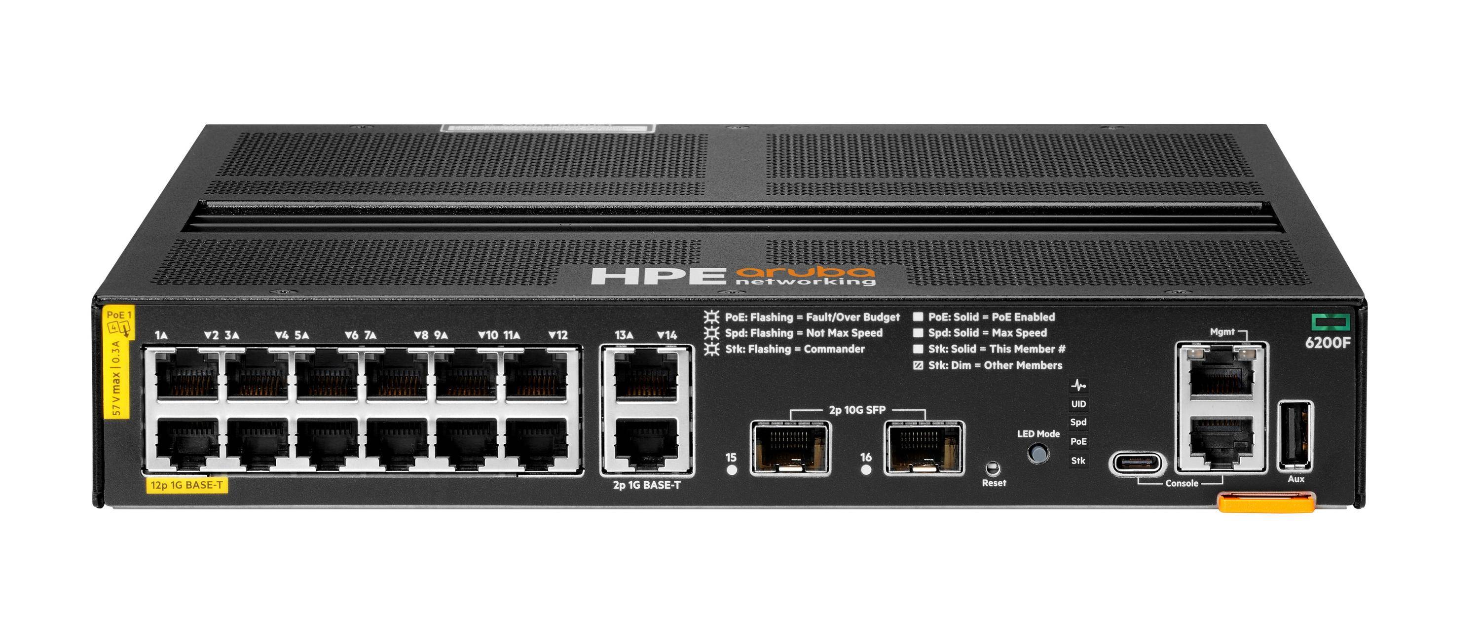HPE Aruba 6200F 12G Class4 PoE 2G/2SFP+ 139W Switch - Switch - L3 - managed - 12 x 10/100/1000 (PoE+)-0