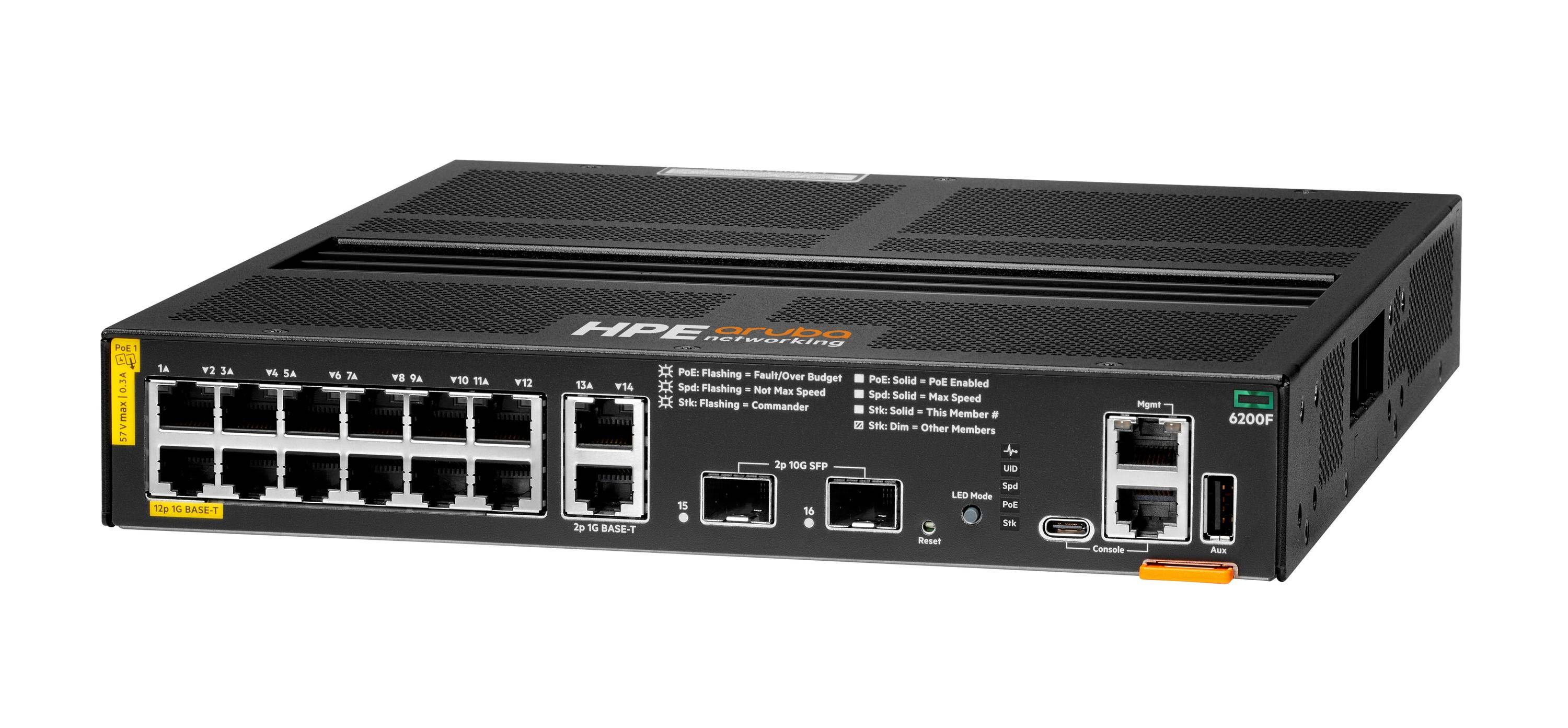 HPE Aruba 6200F 12G Class4 PoE 2G/2SFP+ 139W Switch - Switch - L3 - managed - 12 x 10/100/1000 (PoE+)-1
