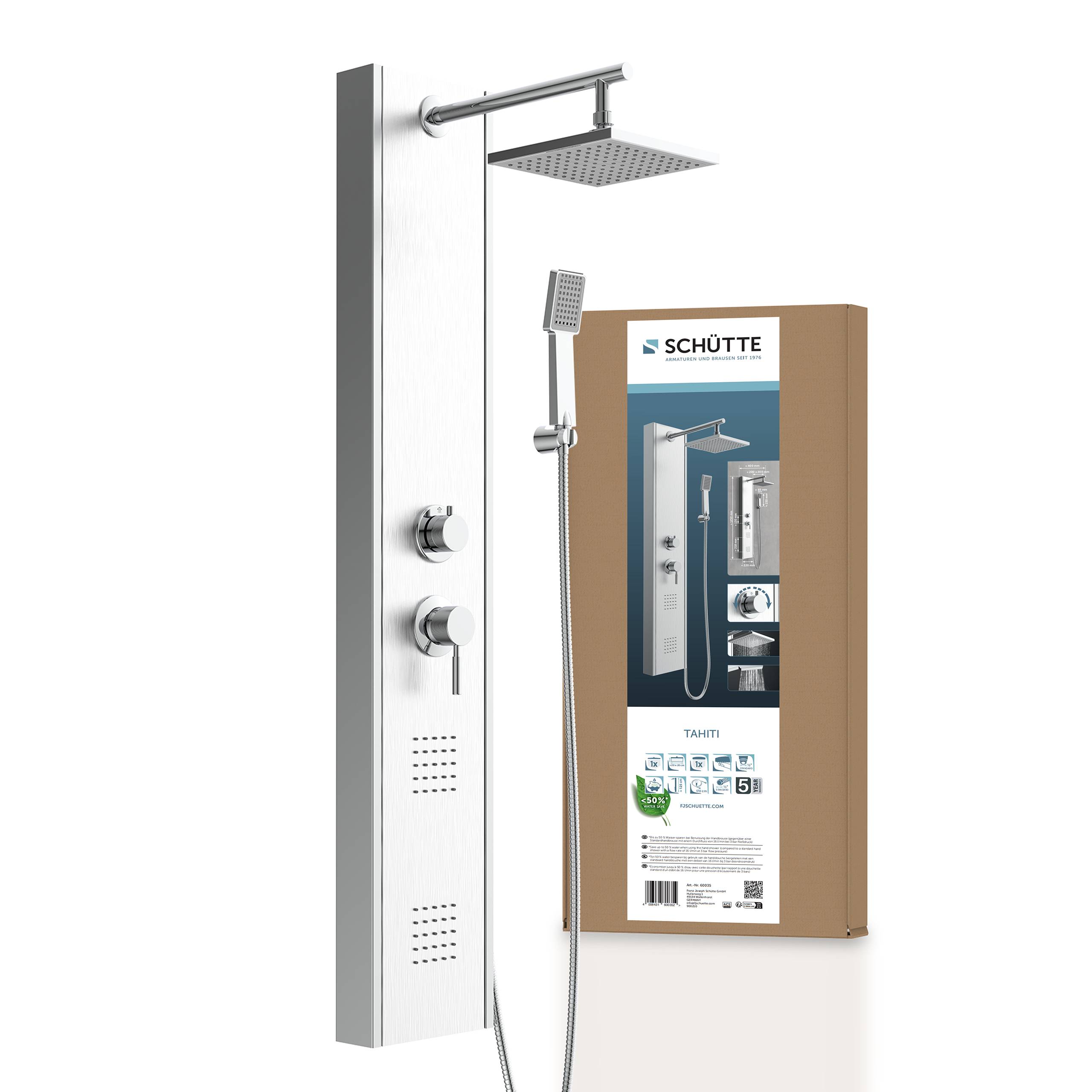 SCHÜTTE TAHITI Duschpaneel, Edelstahl-0