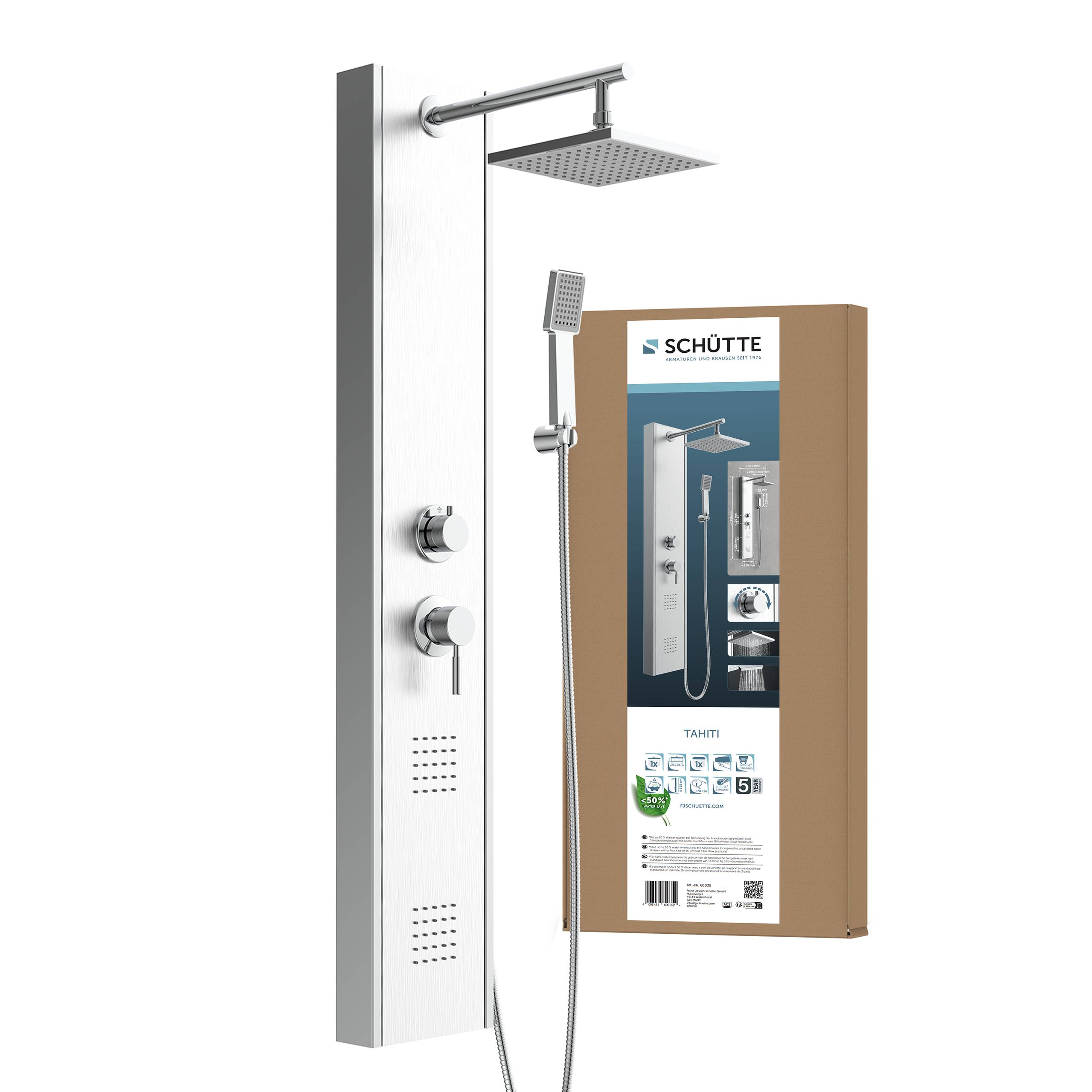 SCHÜTTE TAHITI Duschpaneel, Edelstahl-1