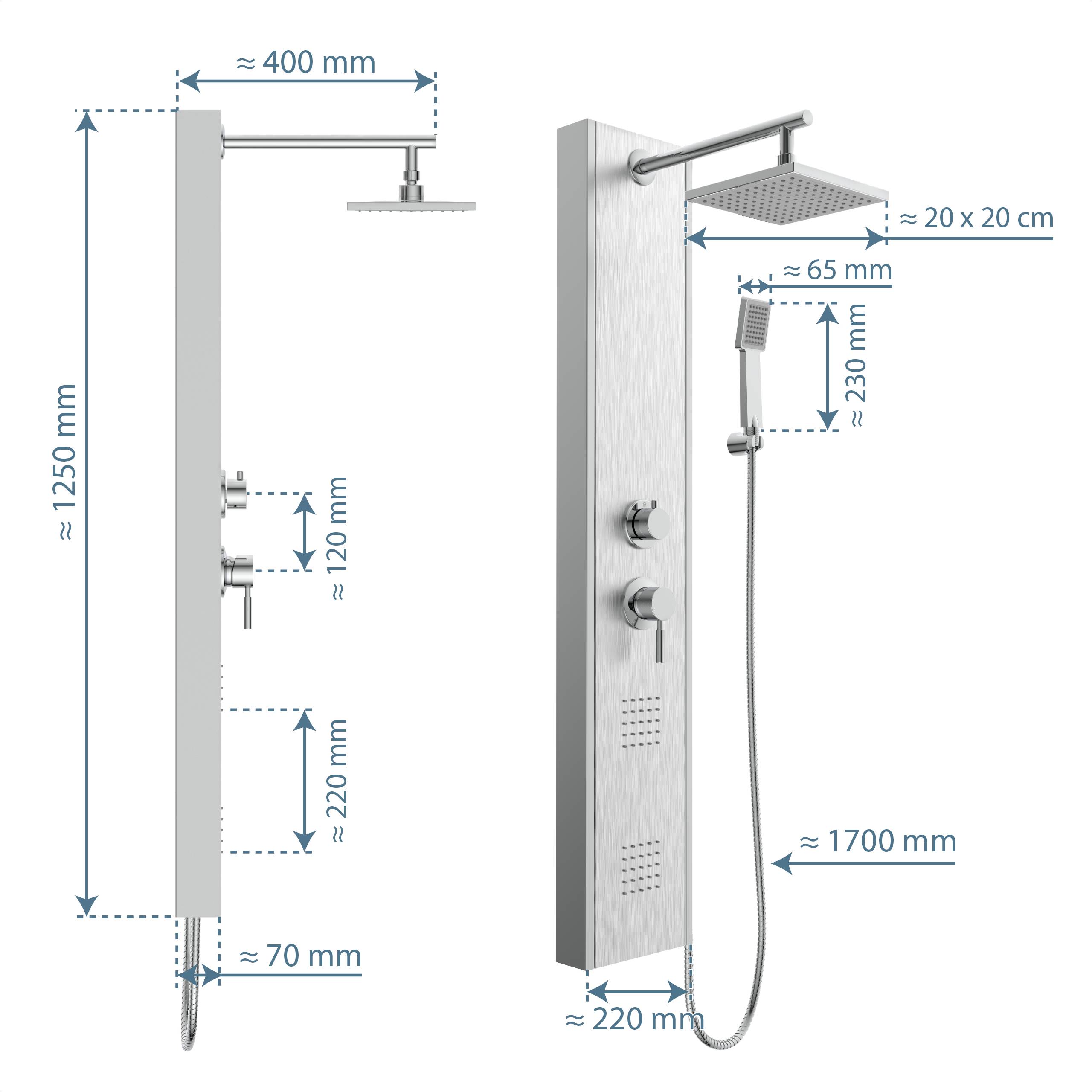 SCHÜTTE TAHITI Duschpaneel, Edelstahl-3