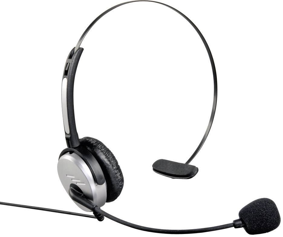 40625 Telefon-Headset 2.5 mm Klinke schnurgebunden, Mono On Ear Silber, Schwarz