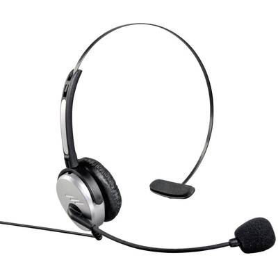 Hama 40625 Telefon  On Ear Headset kabelgebunden Mono Silber, Schwarz  