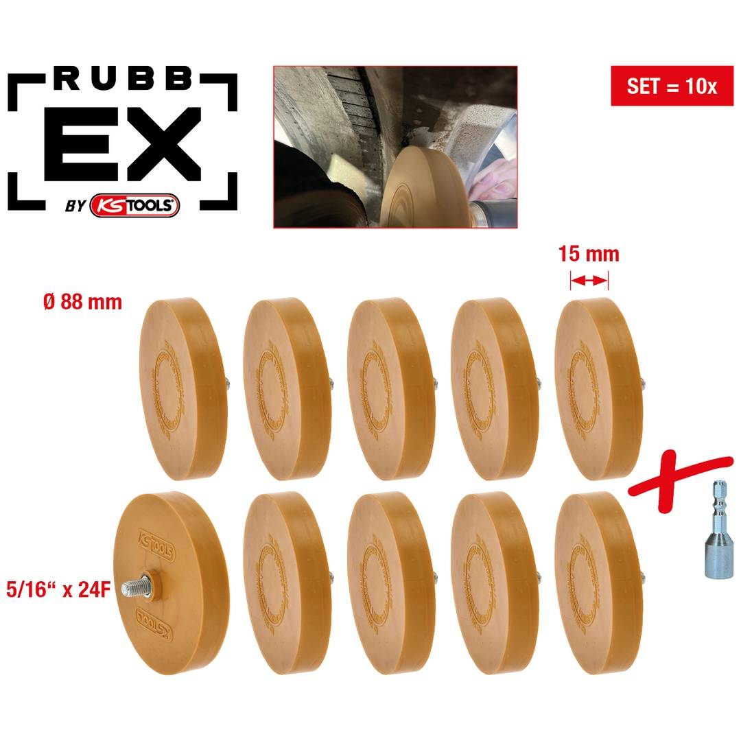 KS-Tools 515.5486 Gummi-Radierteller, 88mm, 10er Pack