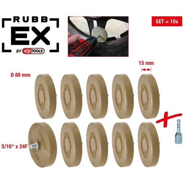 KS-Tools 515.5496 Gummi-Radierteller für matte Lacke, 88 mm, 10er Pack