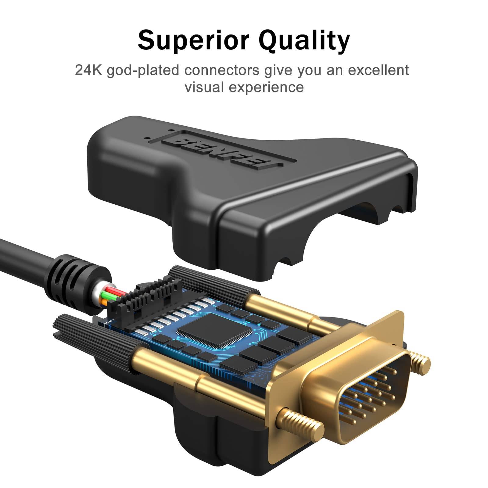 BENFEI VGA auf VGA Kabel, VGA auf VGA 1,8 m Kabel mit Ferriten-2