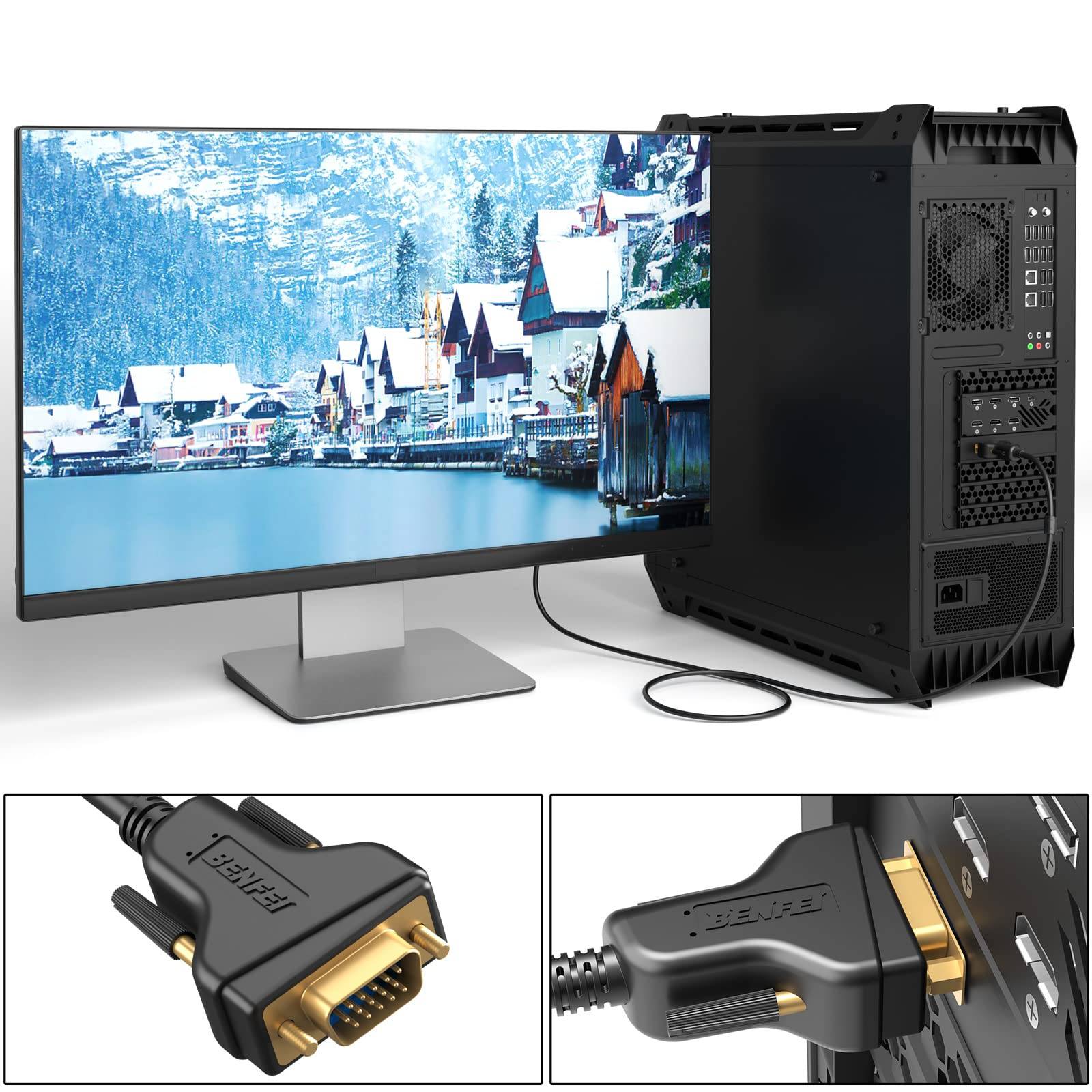 BENFEI VGA auf VGA Kabel, VGA auf VGA 1,8 m Kabel mit Ferriten-4