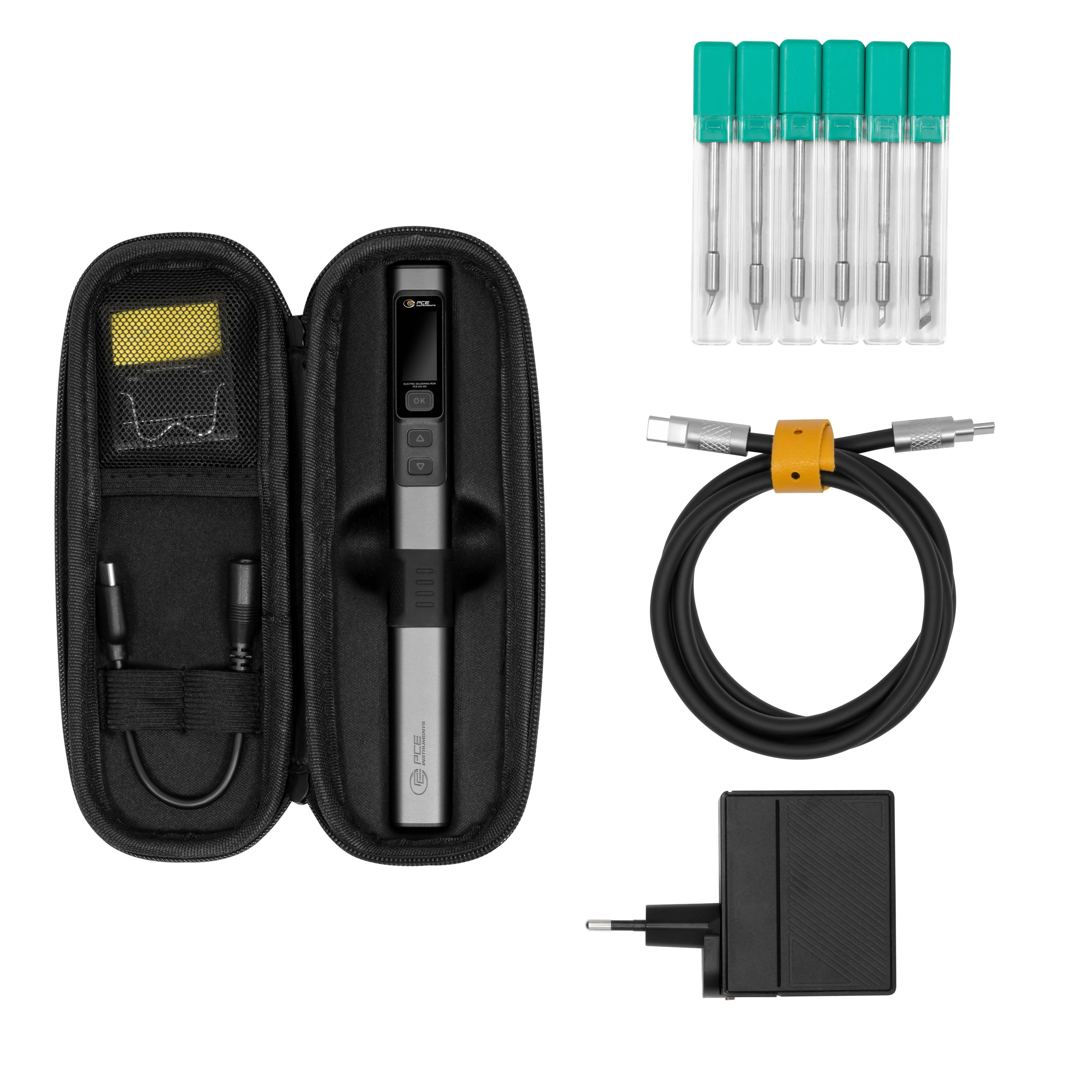 PCE Instruments Lötkolben PCE-ESI 450 |100 ... 450 °C |Leistung 100W |6 wechselbare Lötspitzen |Aufheizzeit unter 5 s-6